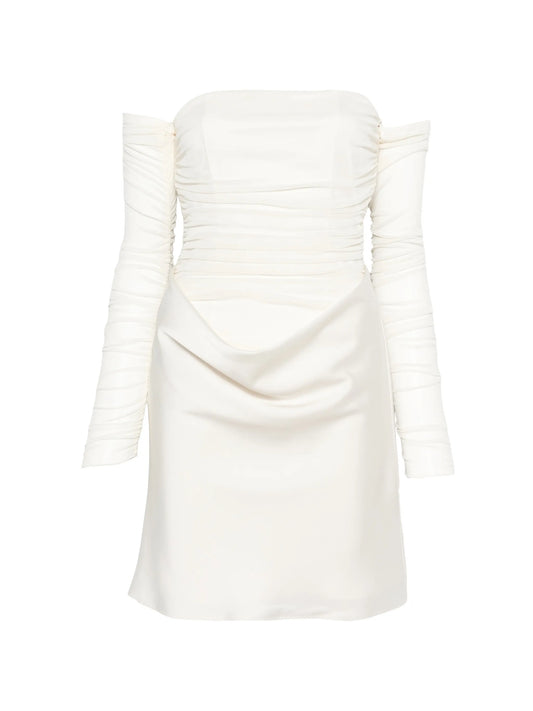 Ruched mesh mini dress
