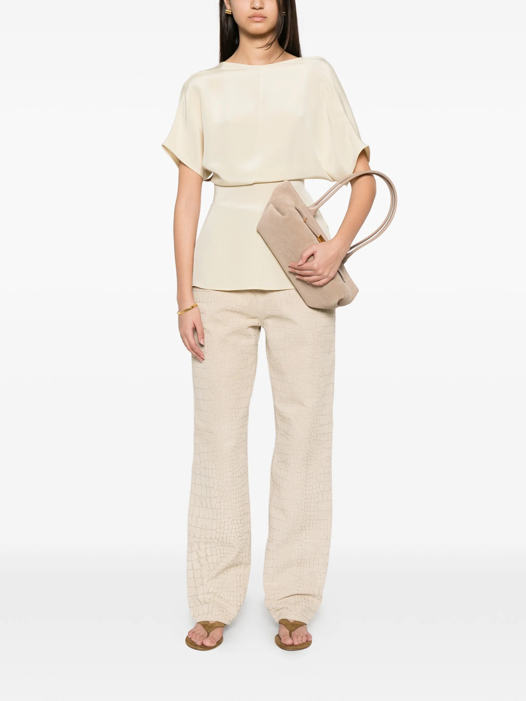Tieve croc-effect trousers