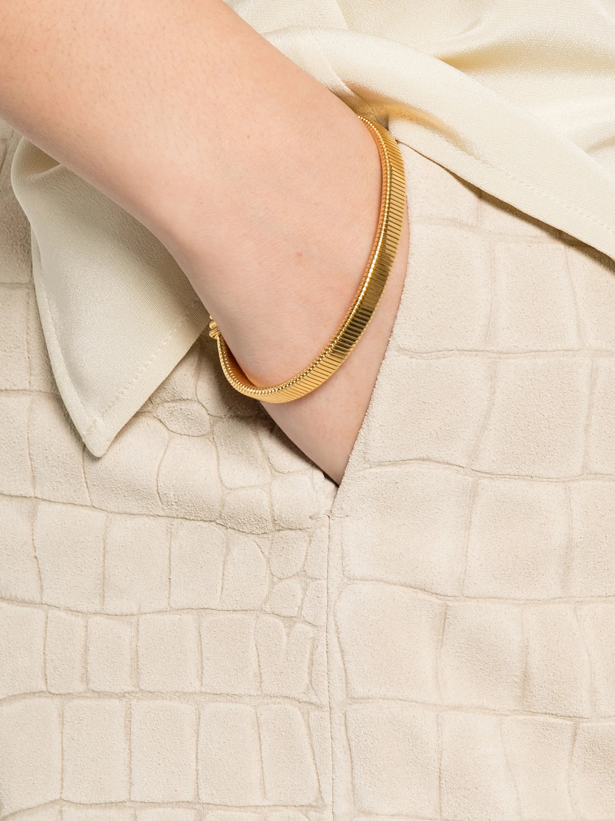Tieve croc-effect trousers