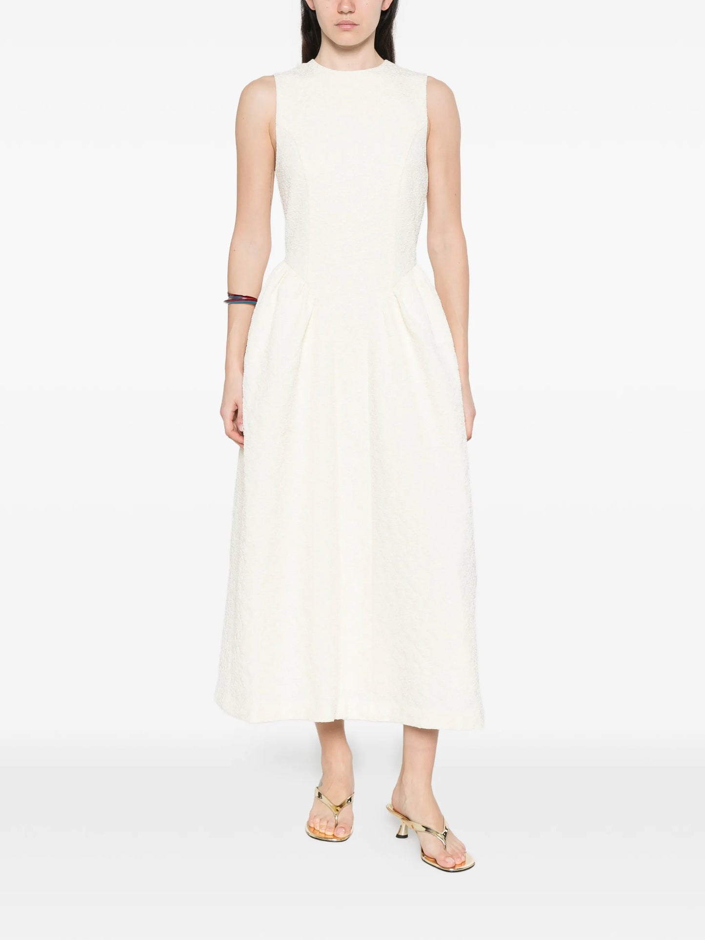 round-neck midi dress