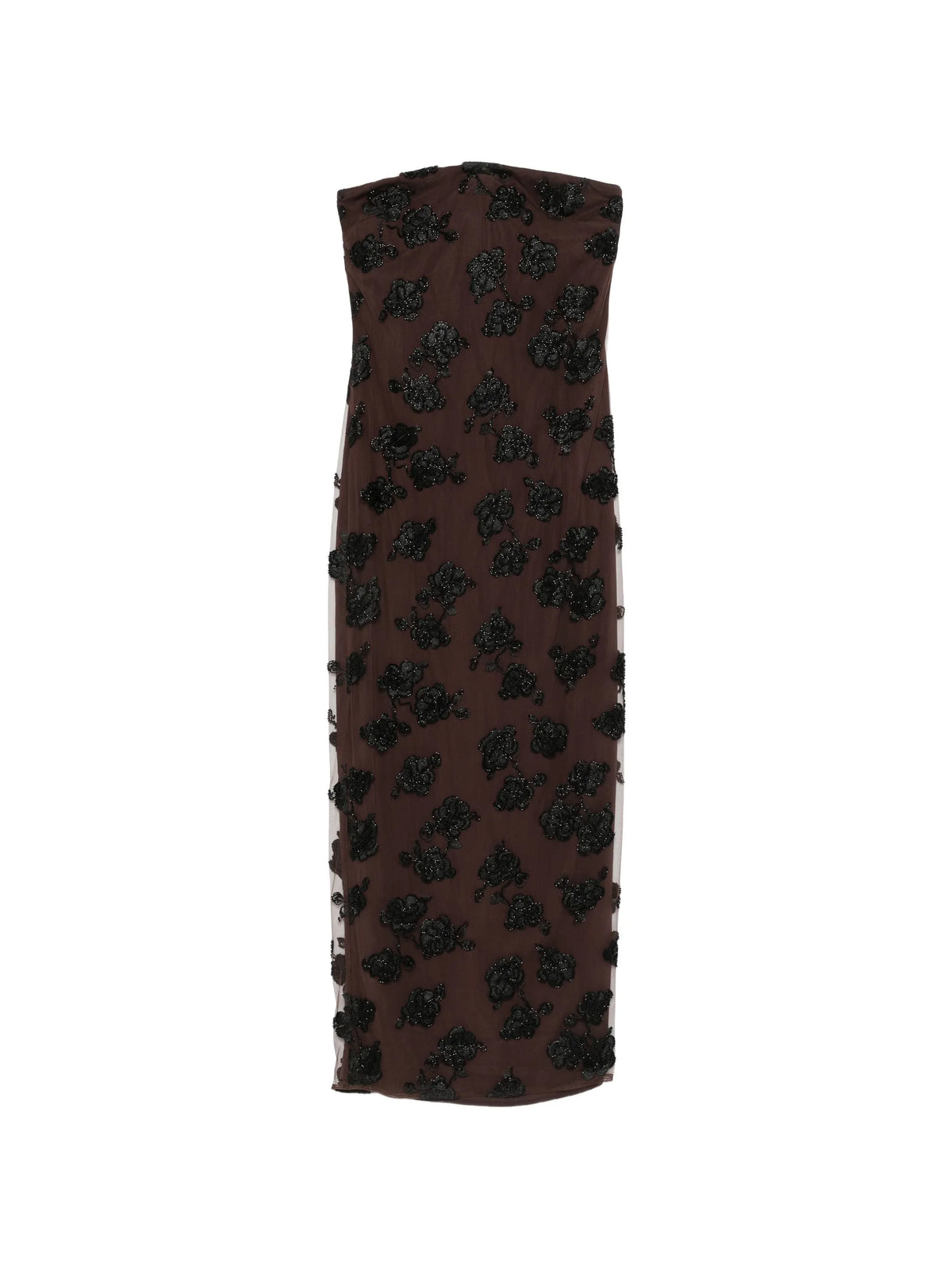 beaded maxi tube dress dark brown