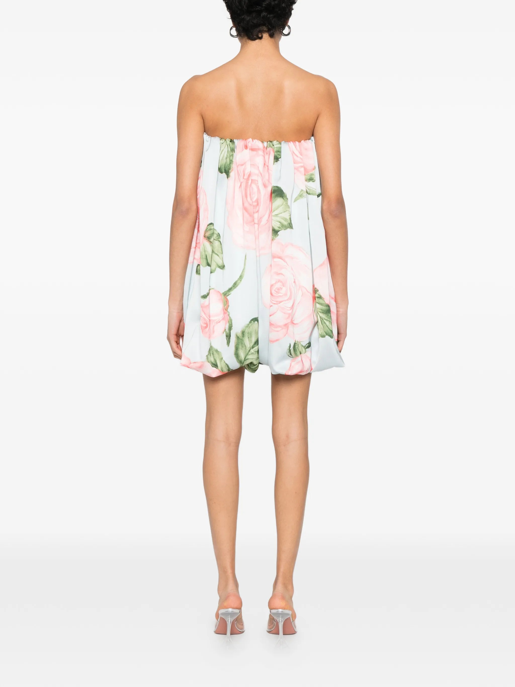 floral strapless mini dress