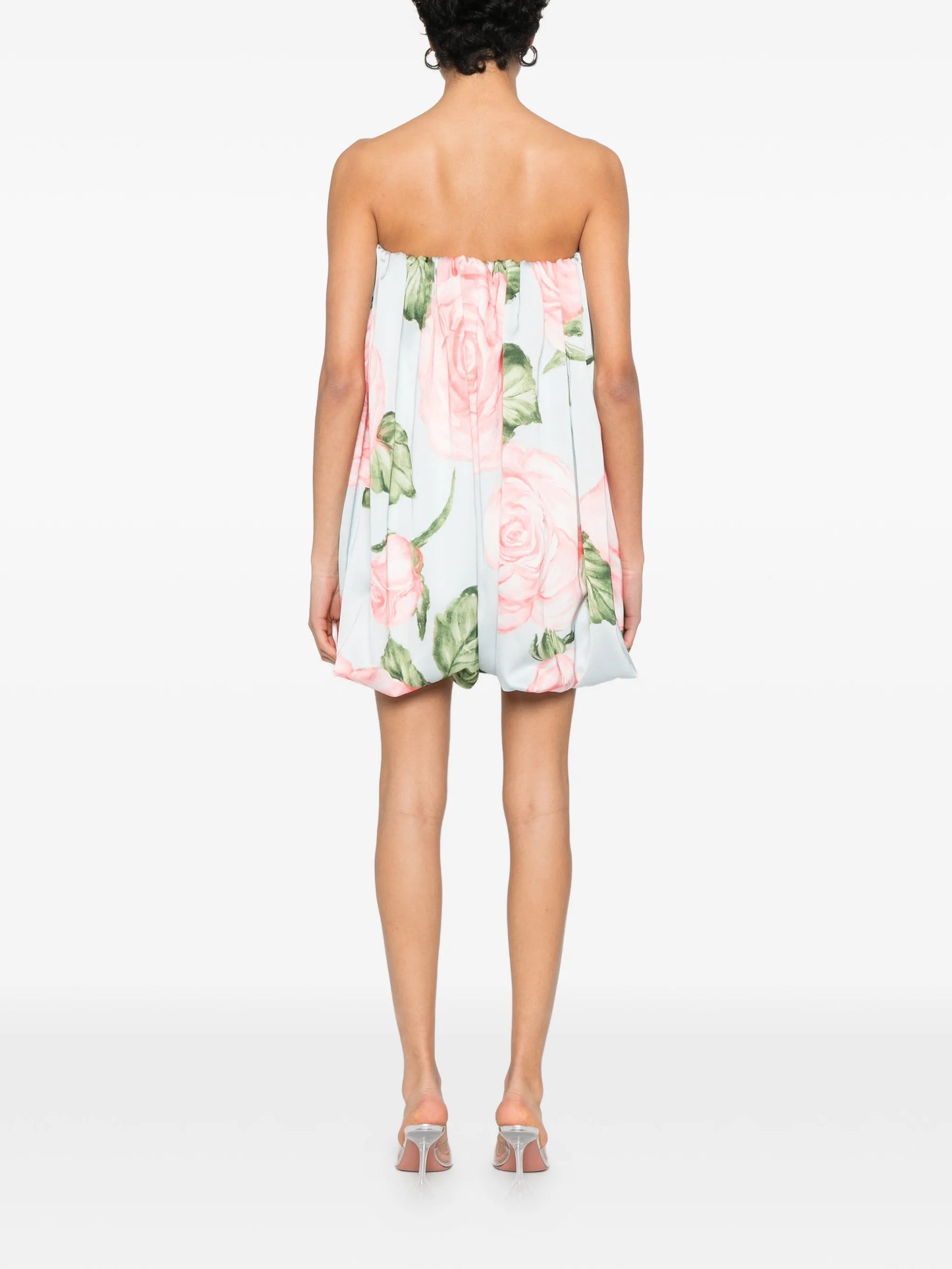 floral strapless mini dress