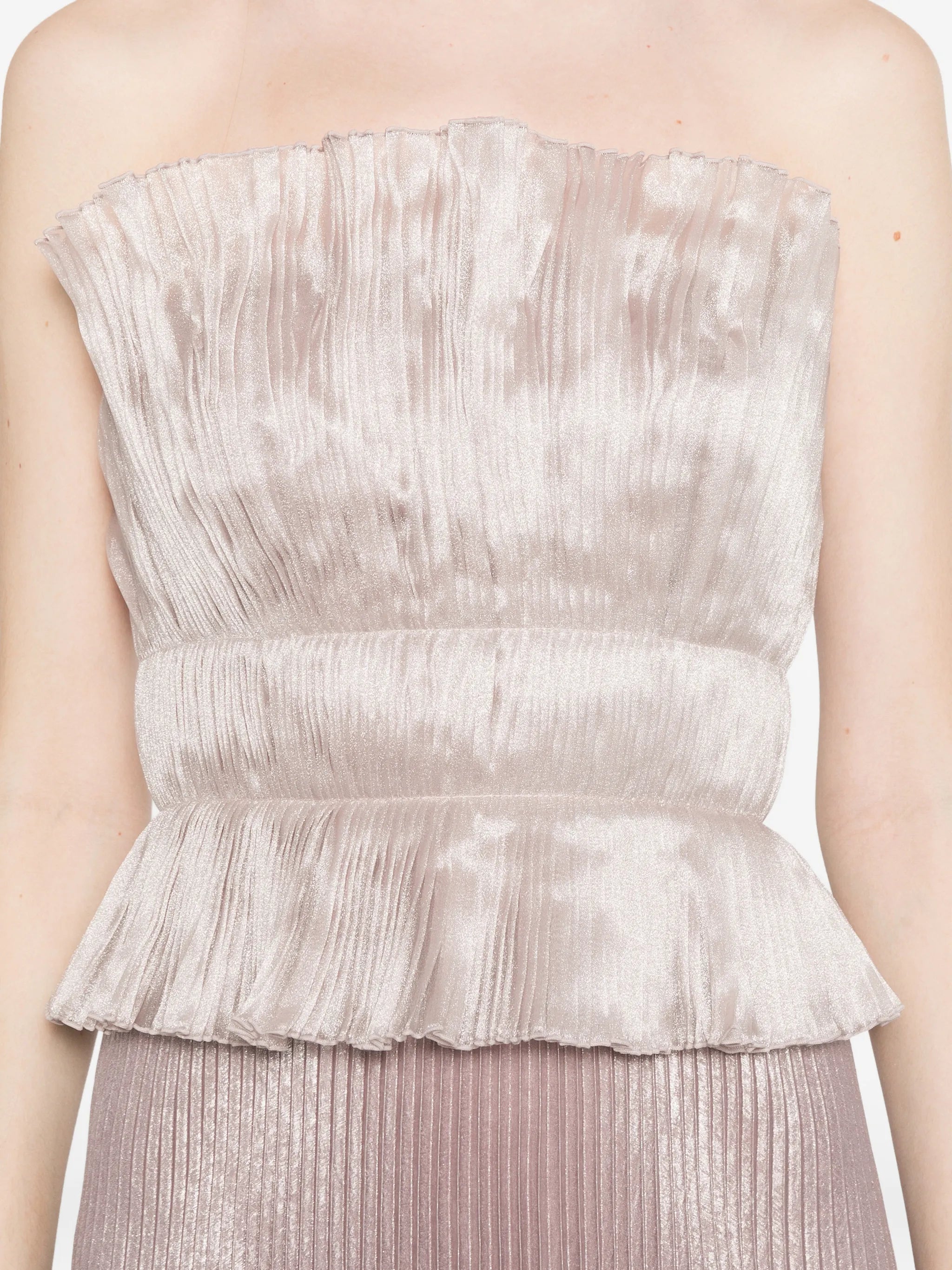Masquerade pleated peplum gown dress