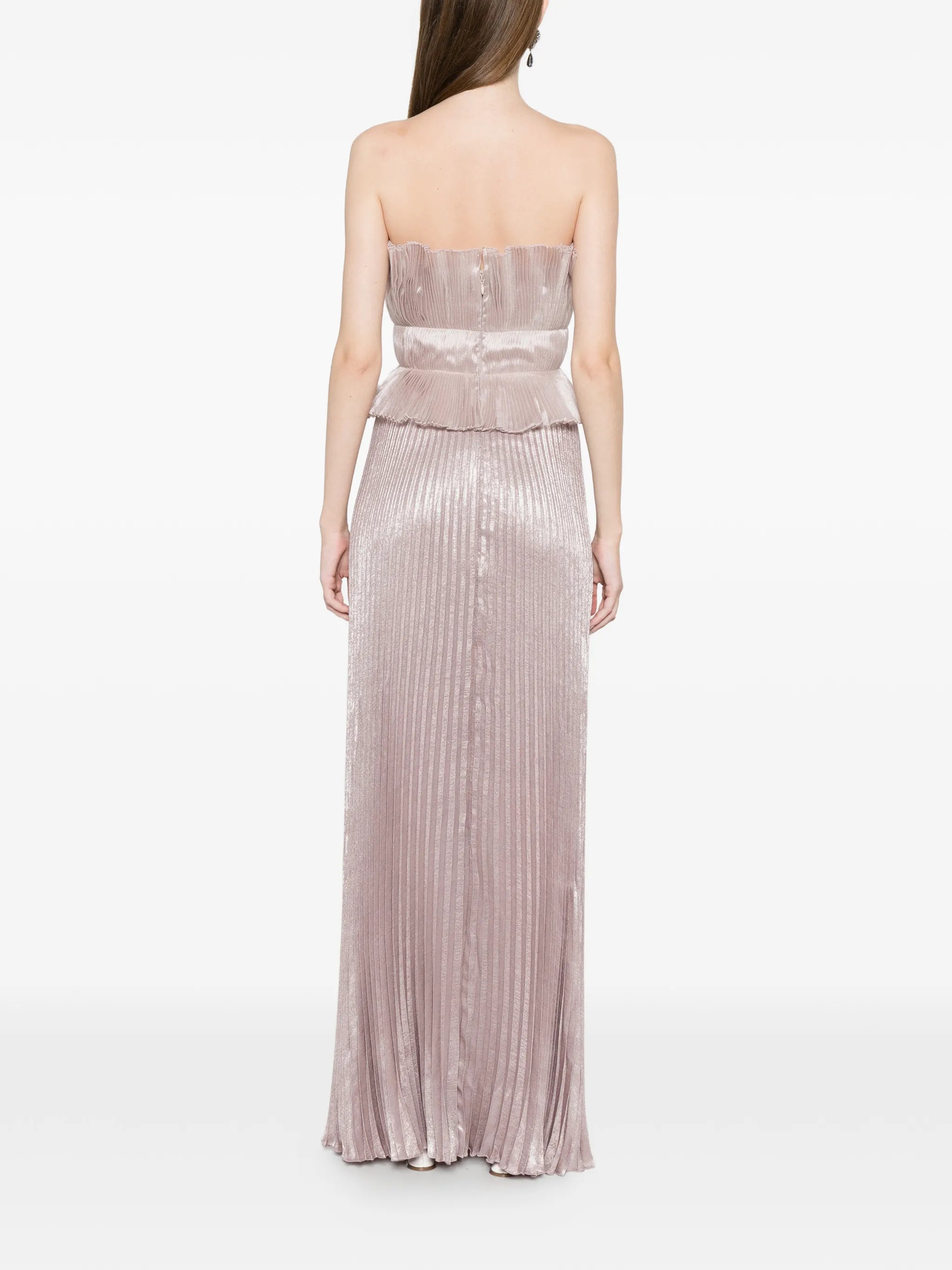 Masquerade pleated peplum gown dress
