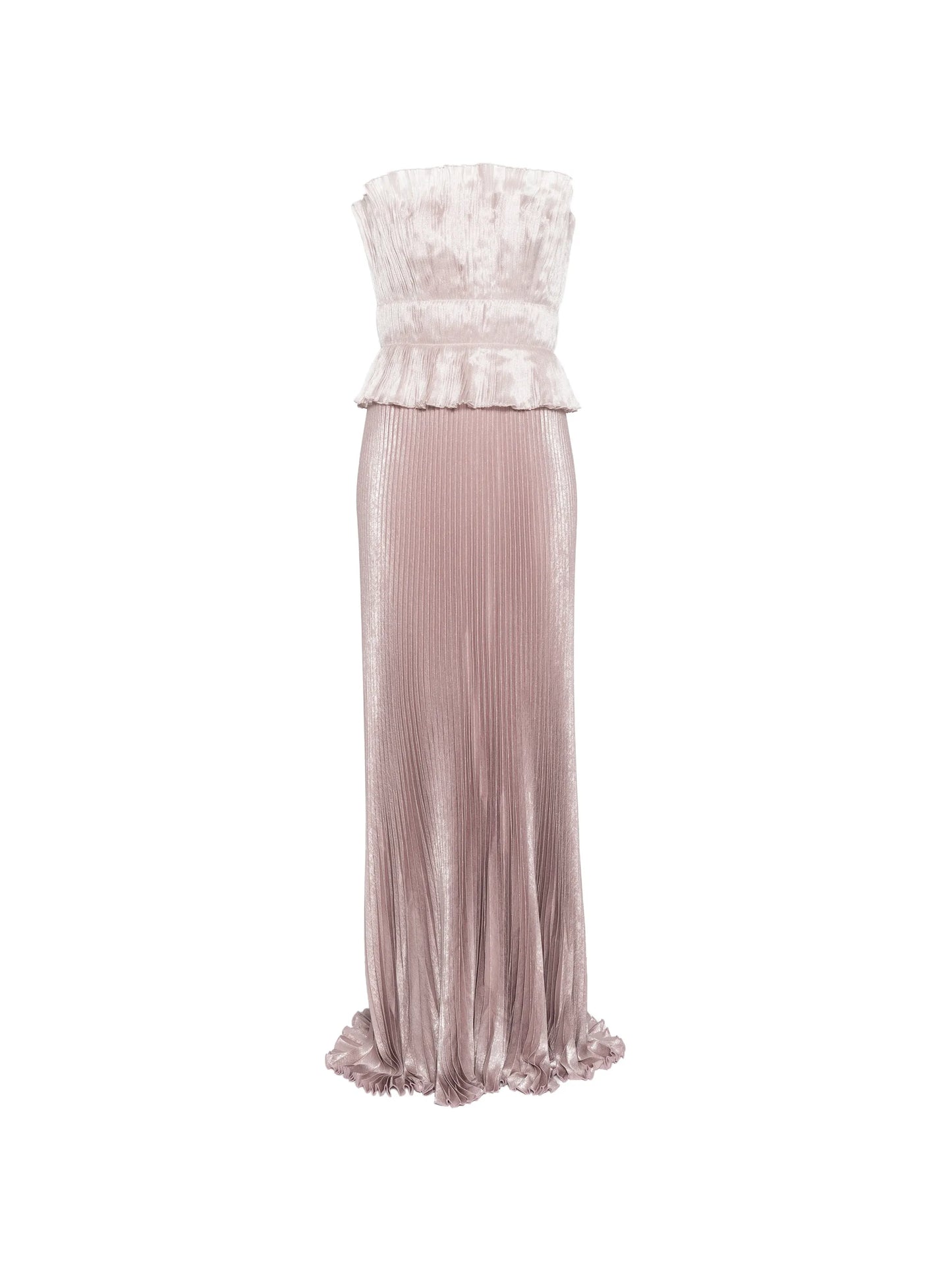 Masquerade pleated peplum gown dress