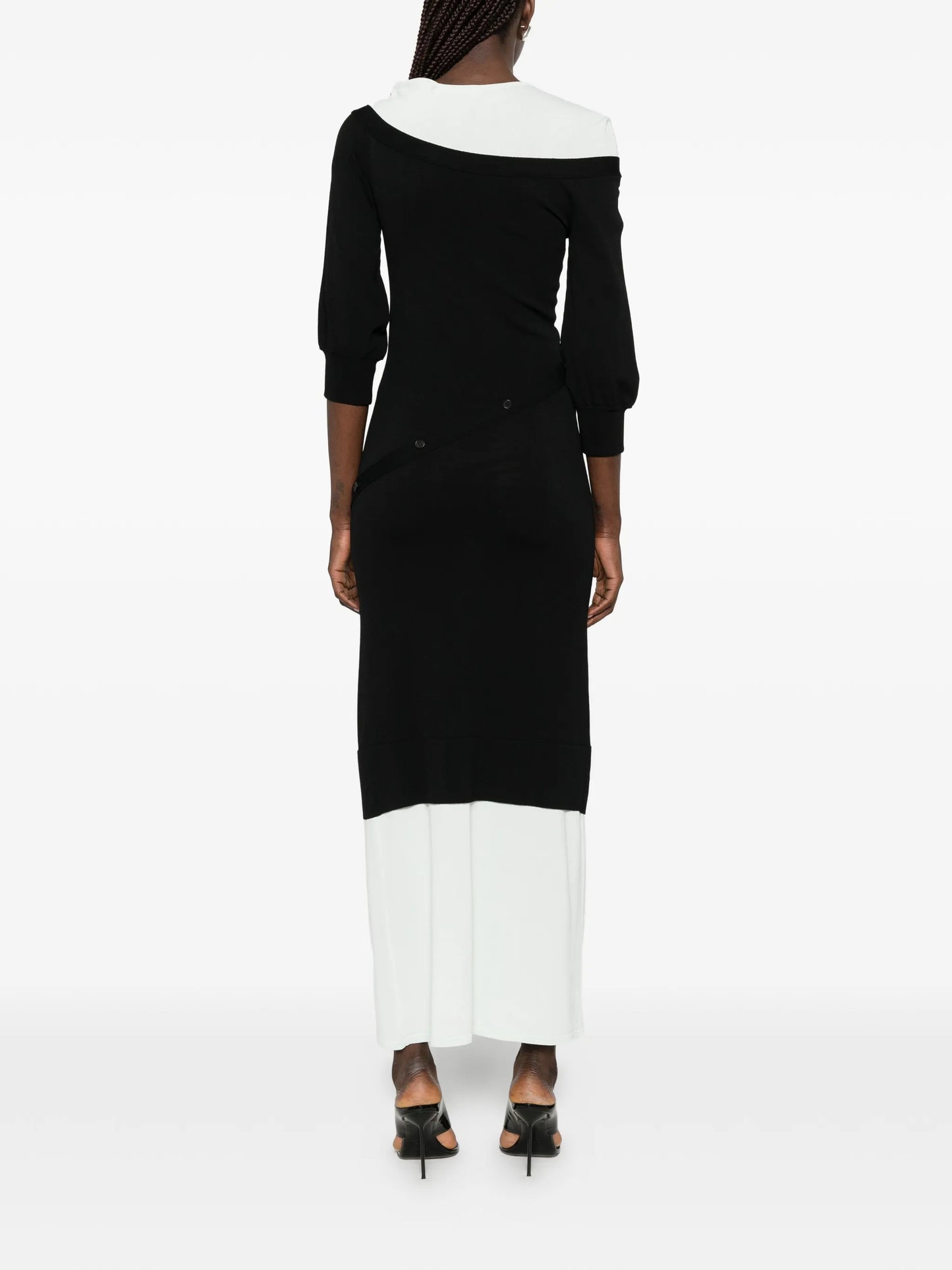 off-shoulder layered maxi dress