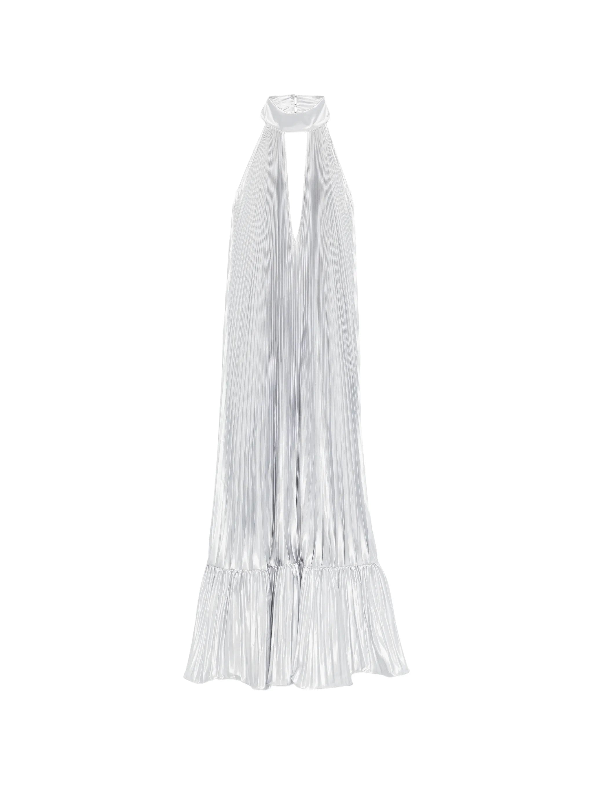pleated halter gown dress
