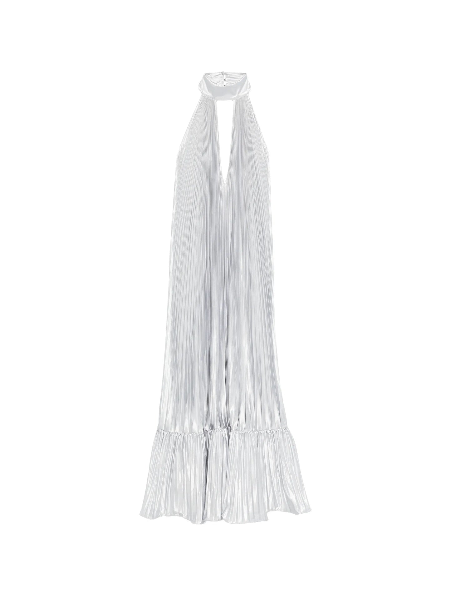 pleated halter gown dress