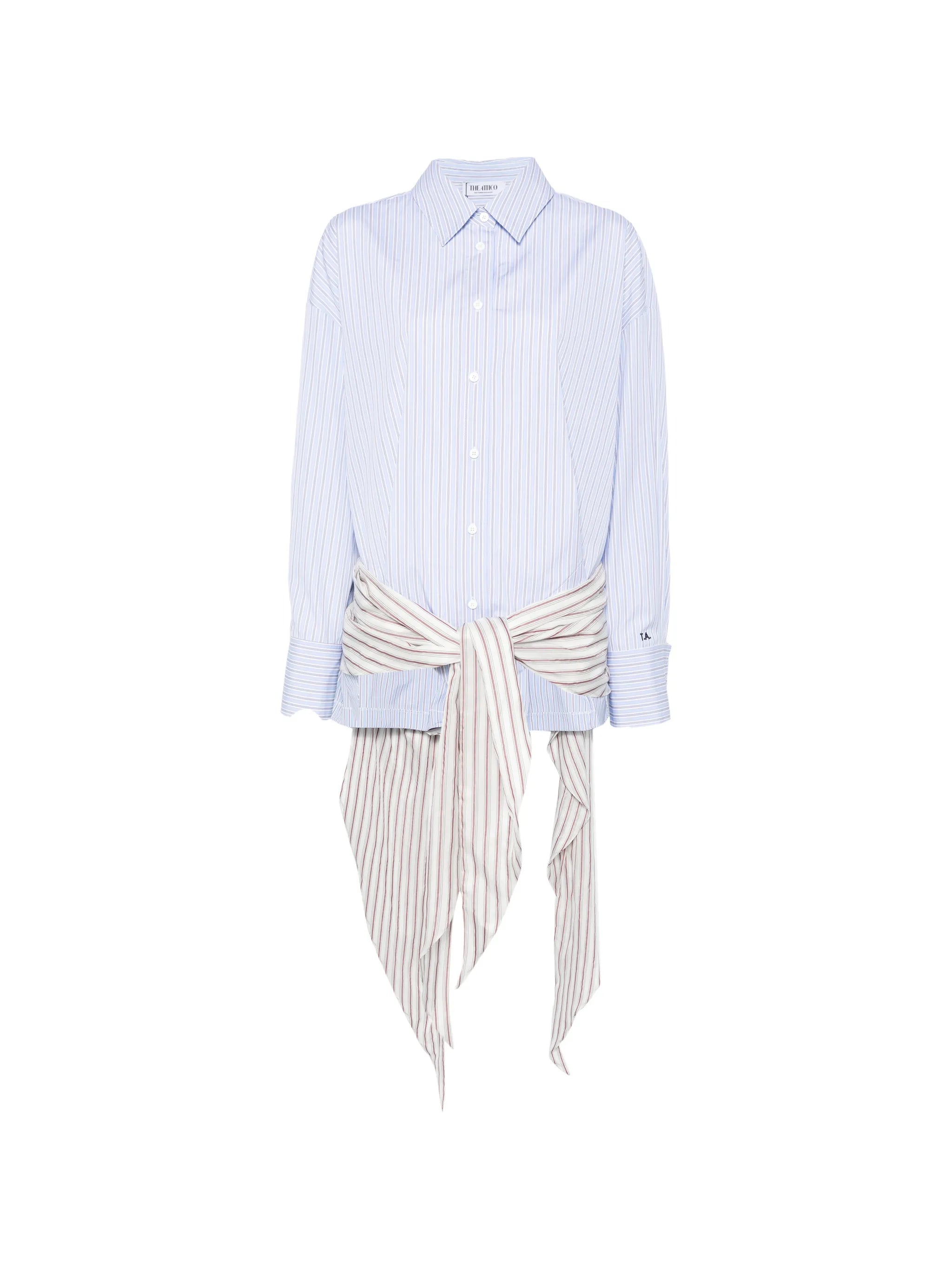 striped-pattern mini shirt dress