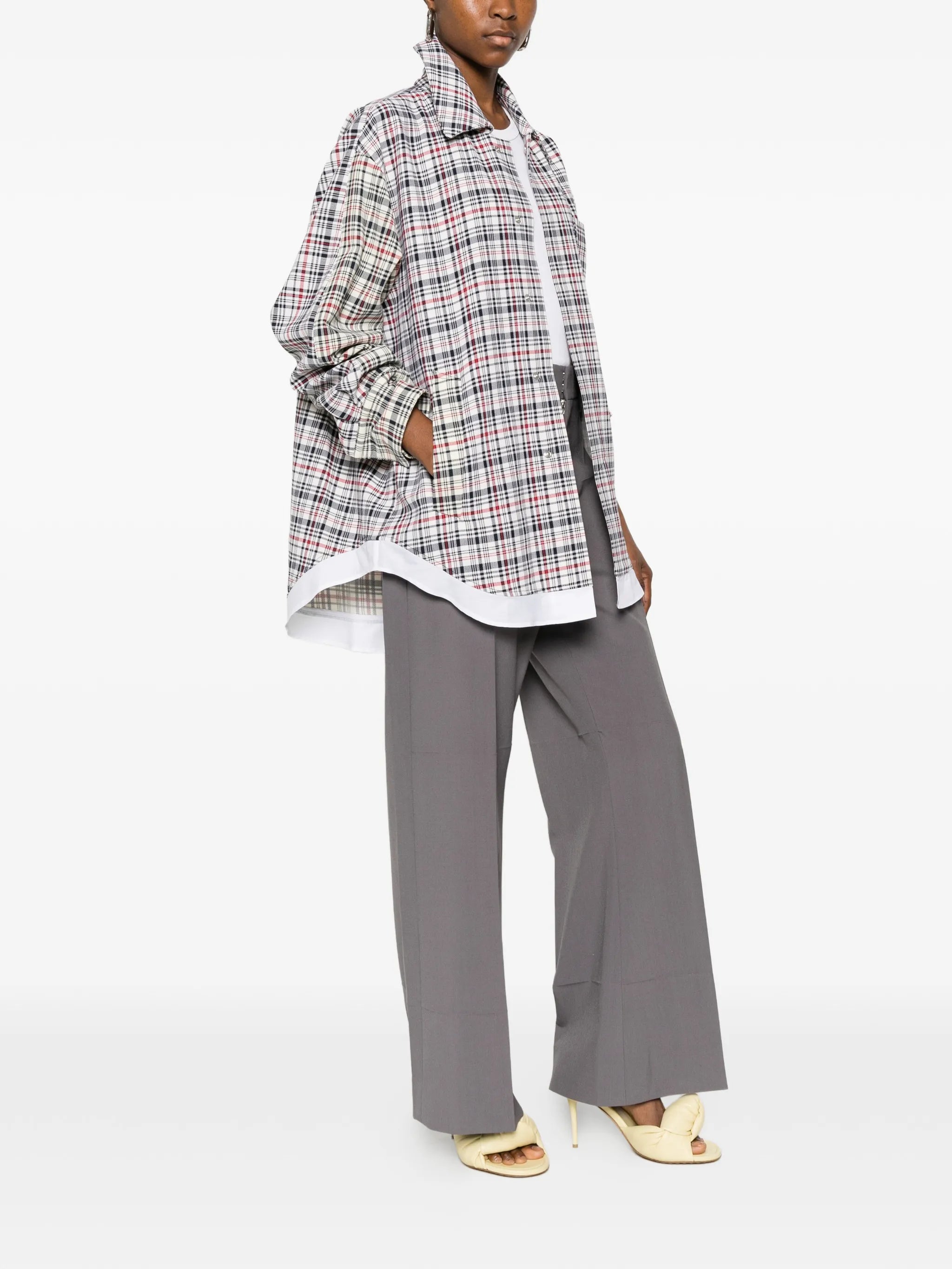 Cocoon Shacket check-pattern jacket