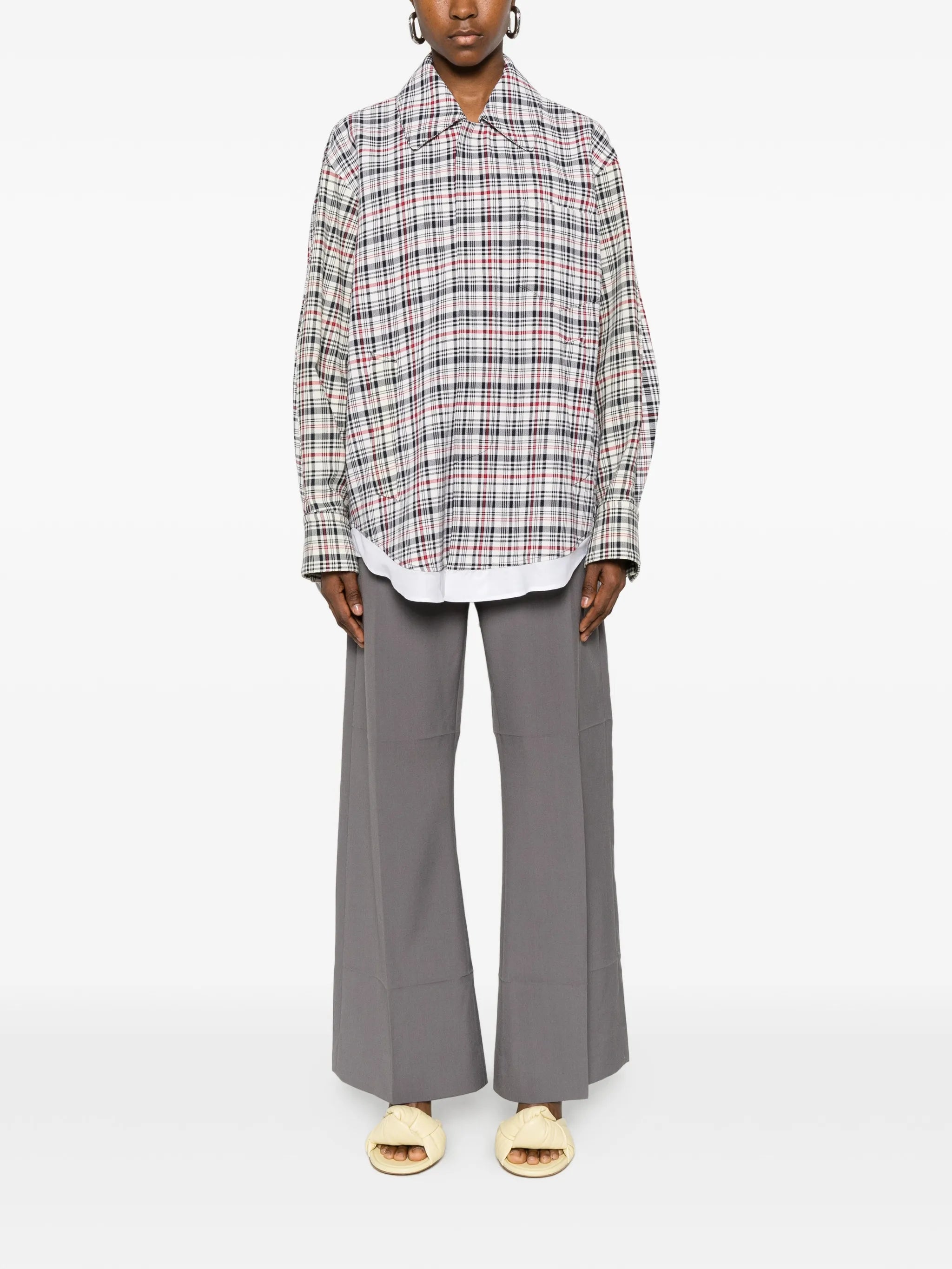 Cocoon Shacket check-pattern jacket