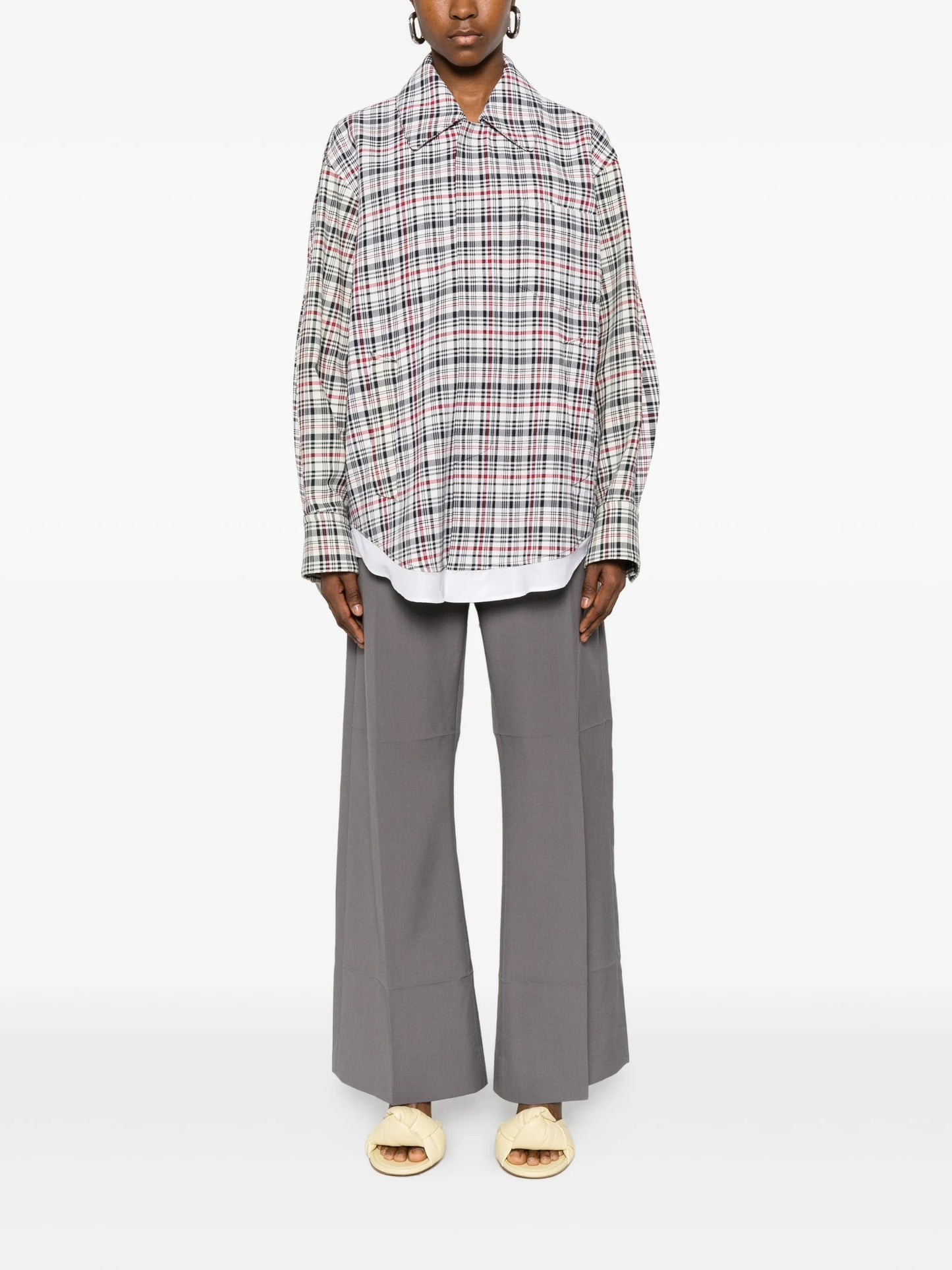 Cocoon Shacket check-pattern jacket
