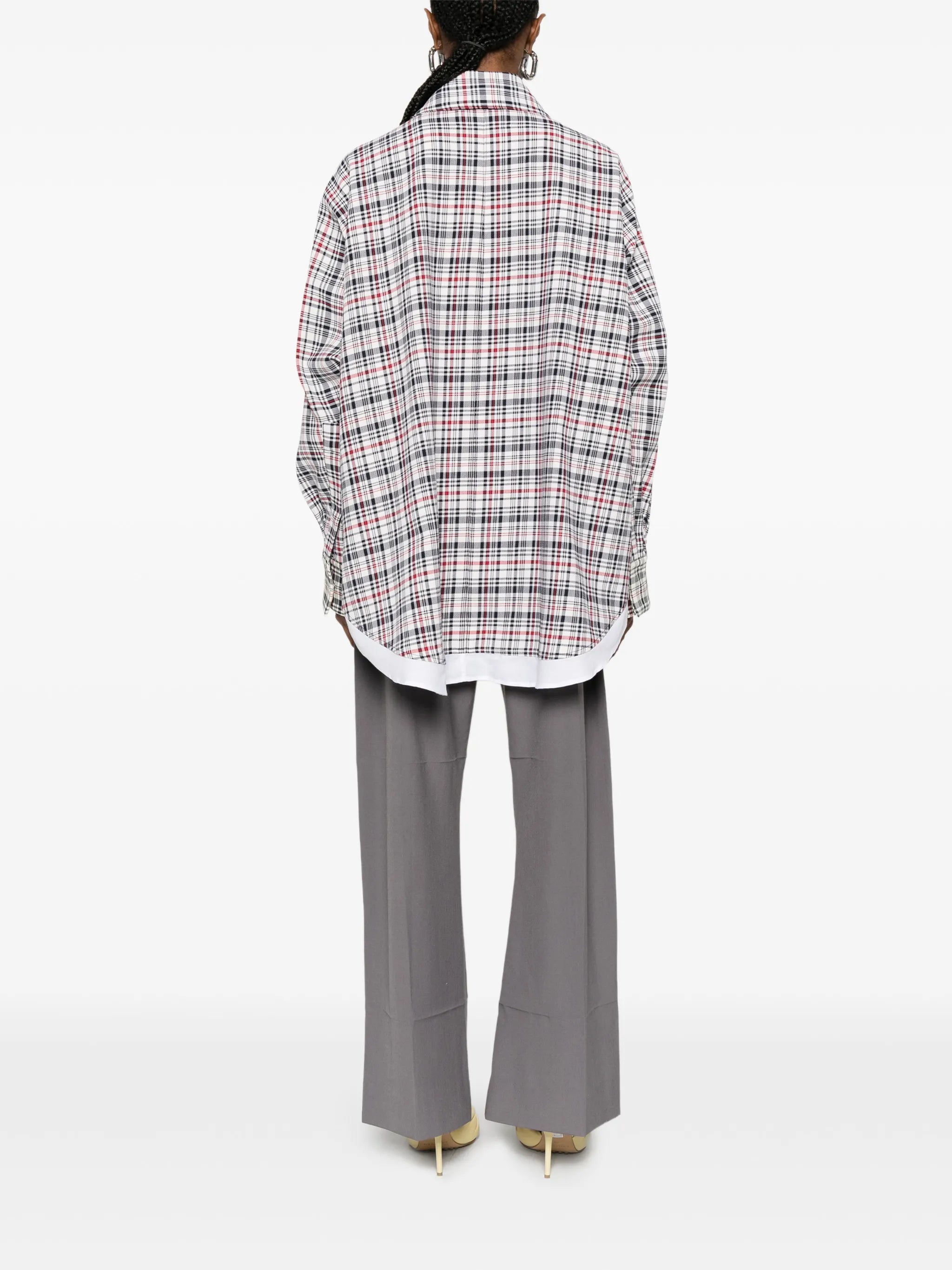 Cocoon Shacket check-pattern jacket