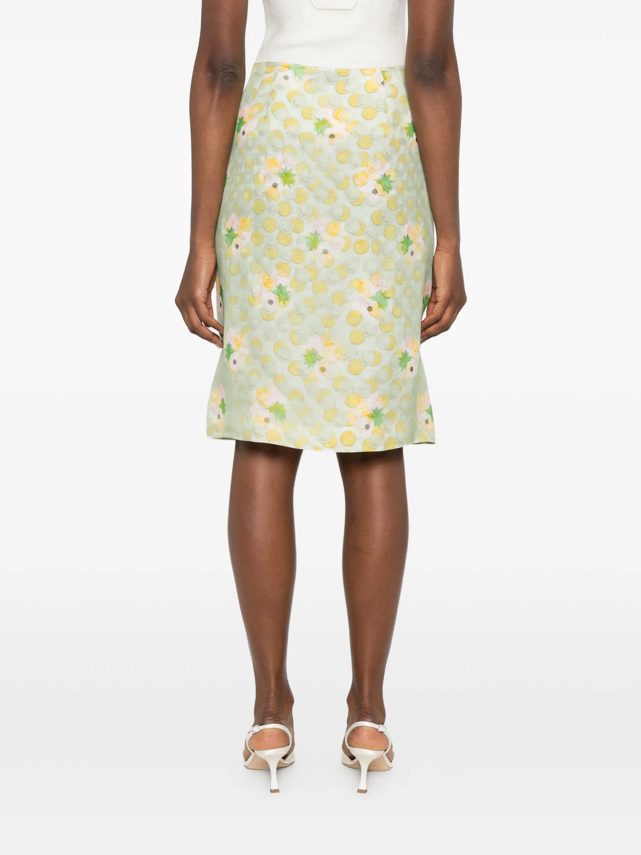 floral-print pocket midi skirt