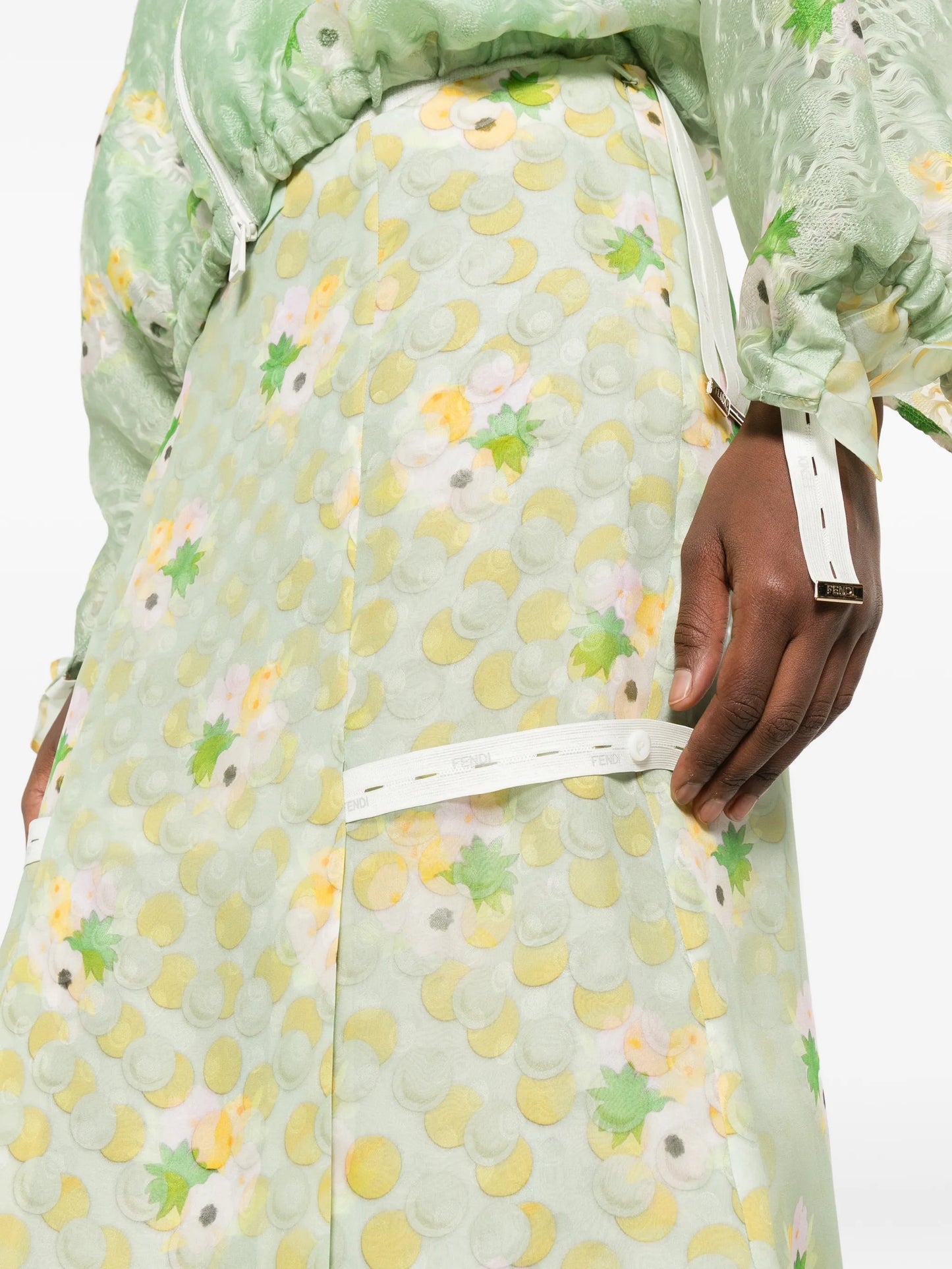 floral-print pocket midi skirt