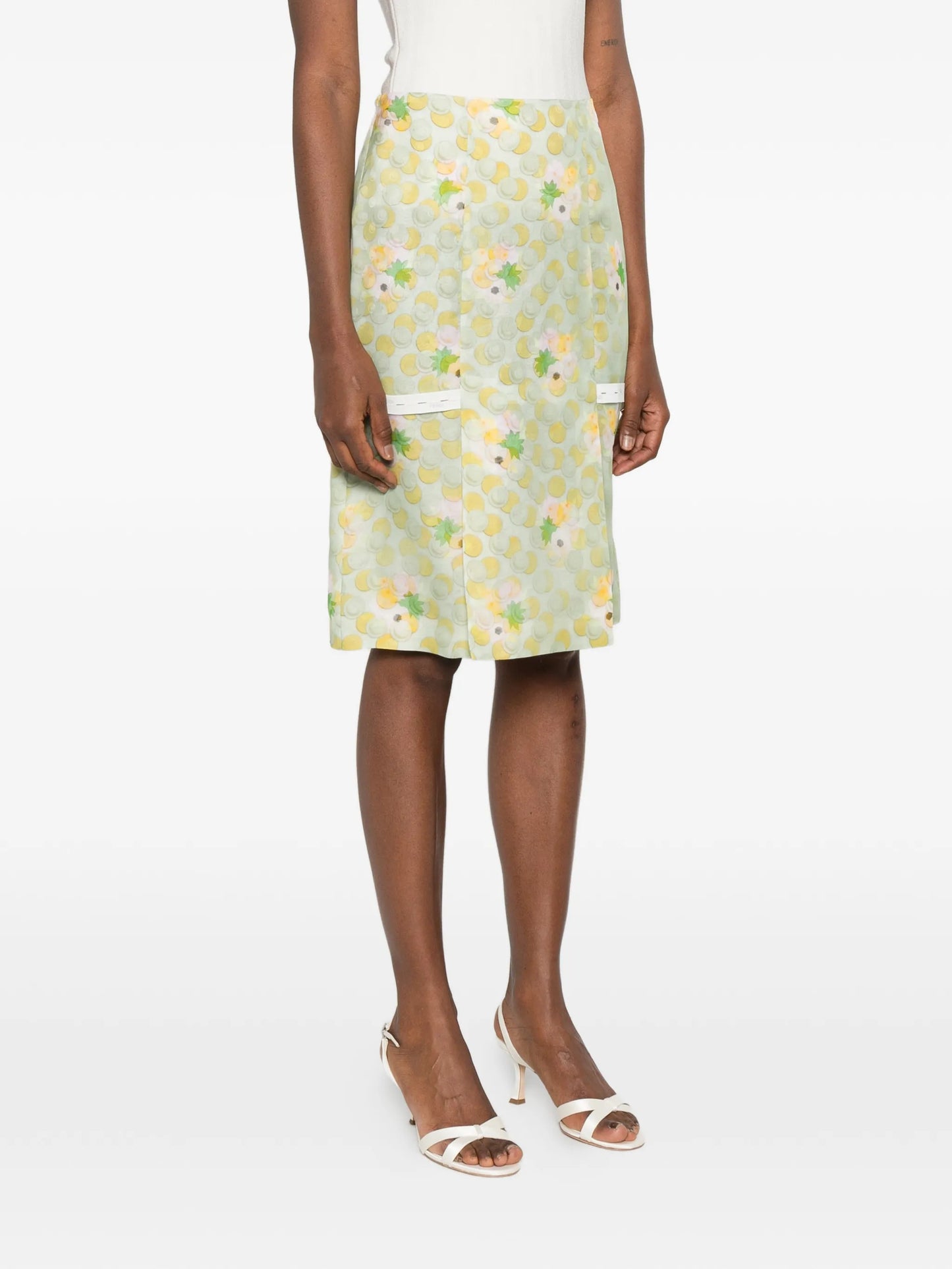 floral-print pocket midi skirt