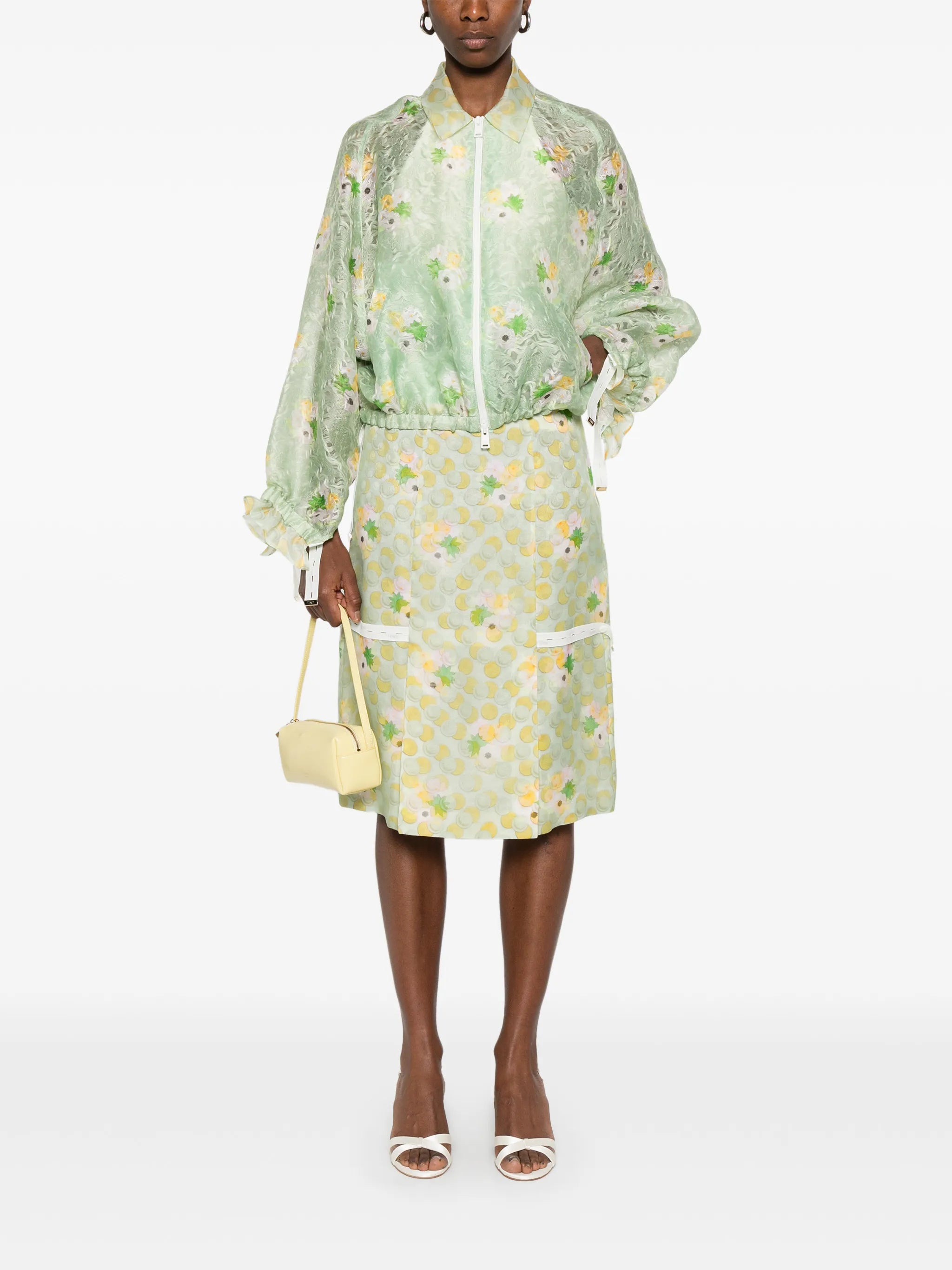 floral-print pocket midi skirt