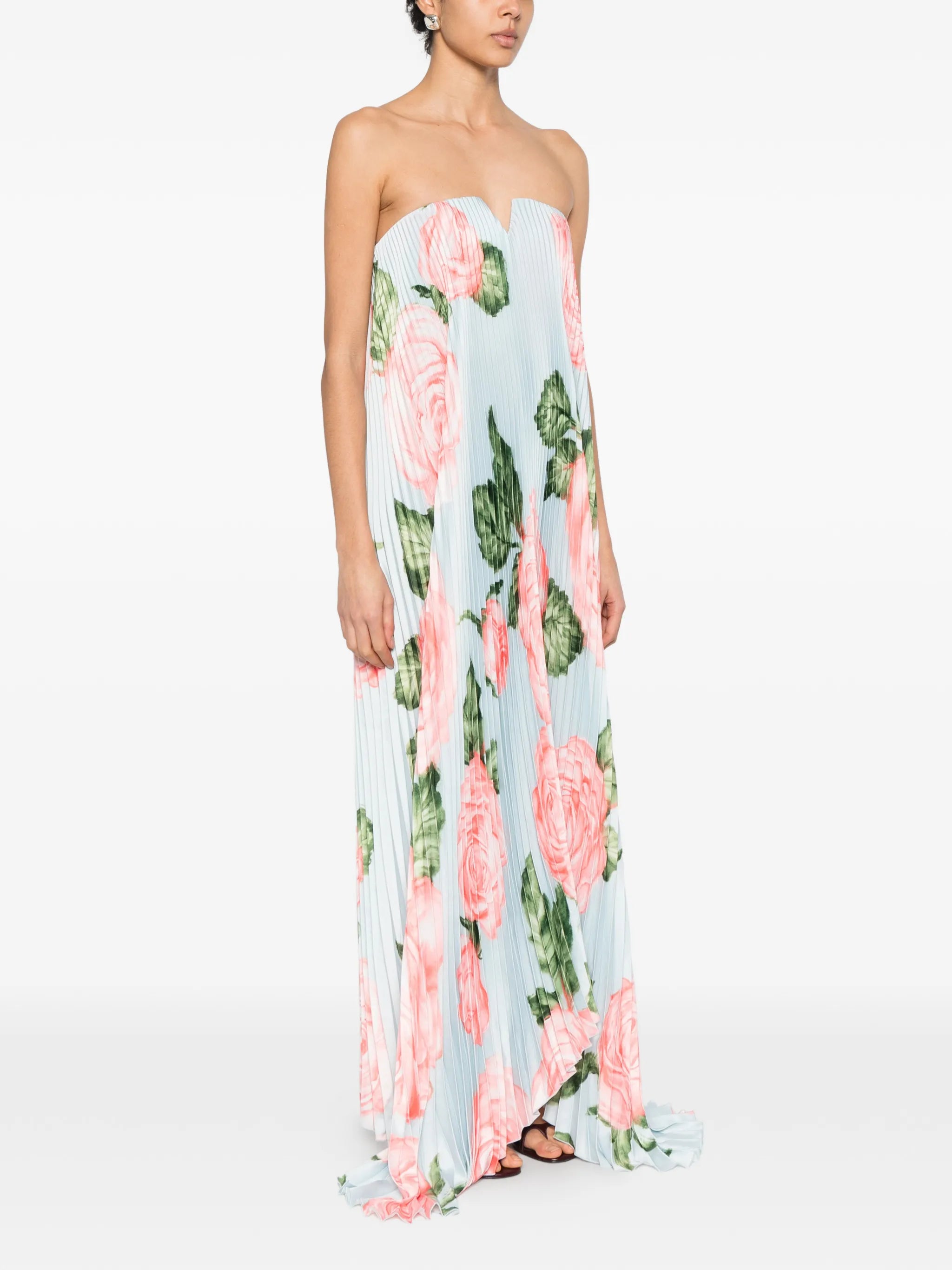 floral pleated maxi dress