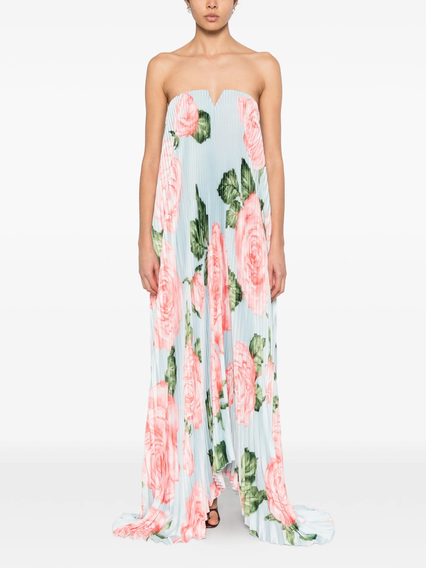 floral pleated maxi dress