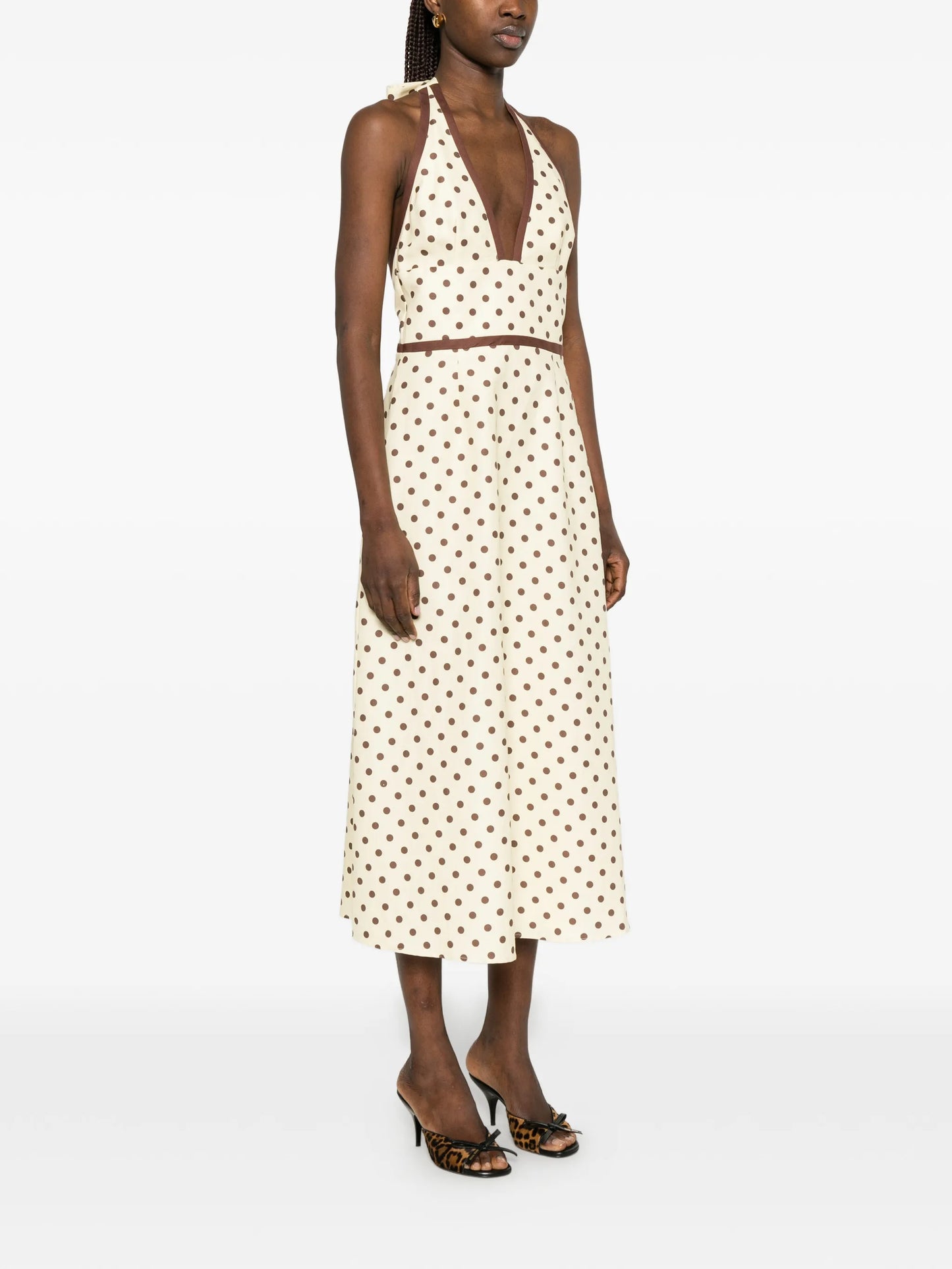 Bowie polka-dot V-neck midi dress