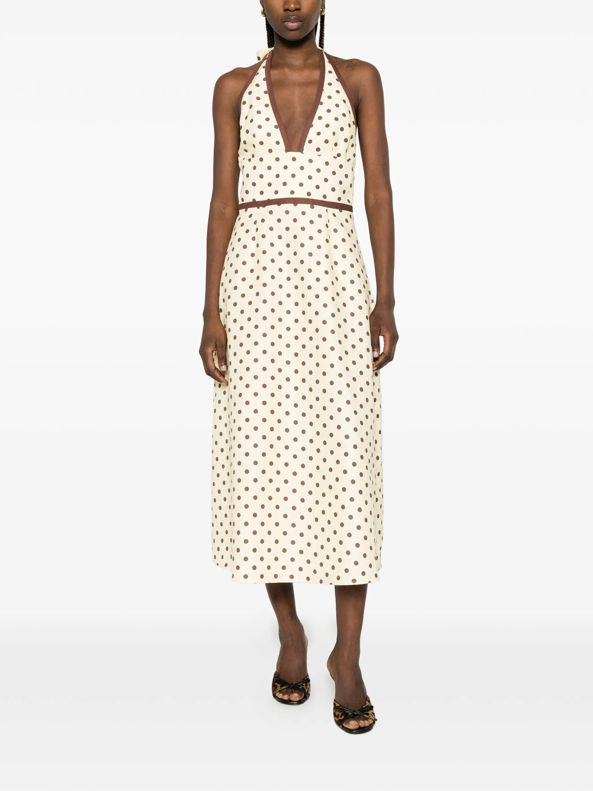 Bowie polka-dot V-neck midi dress