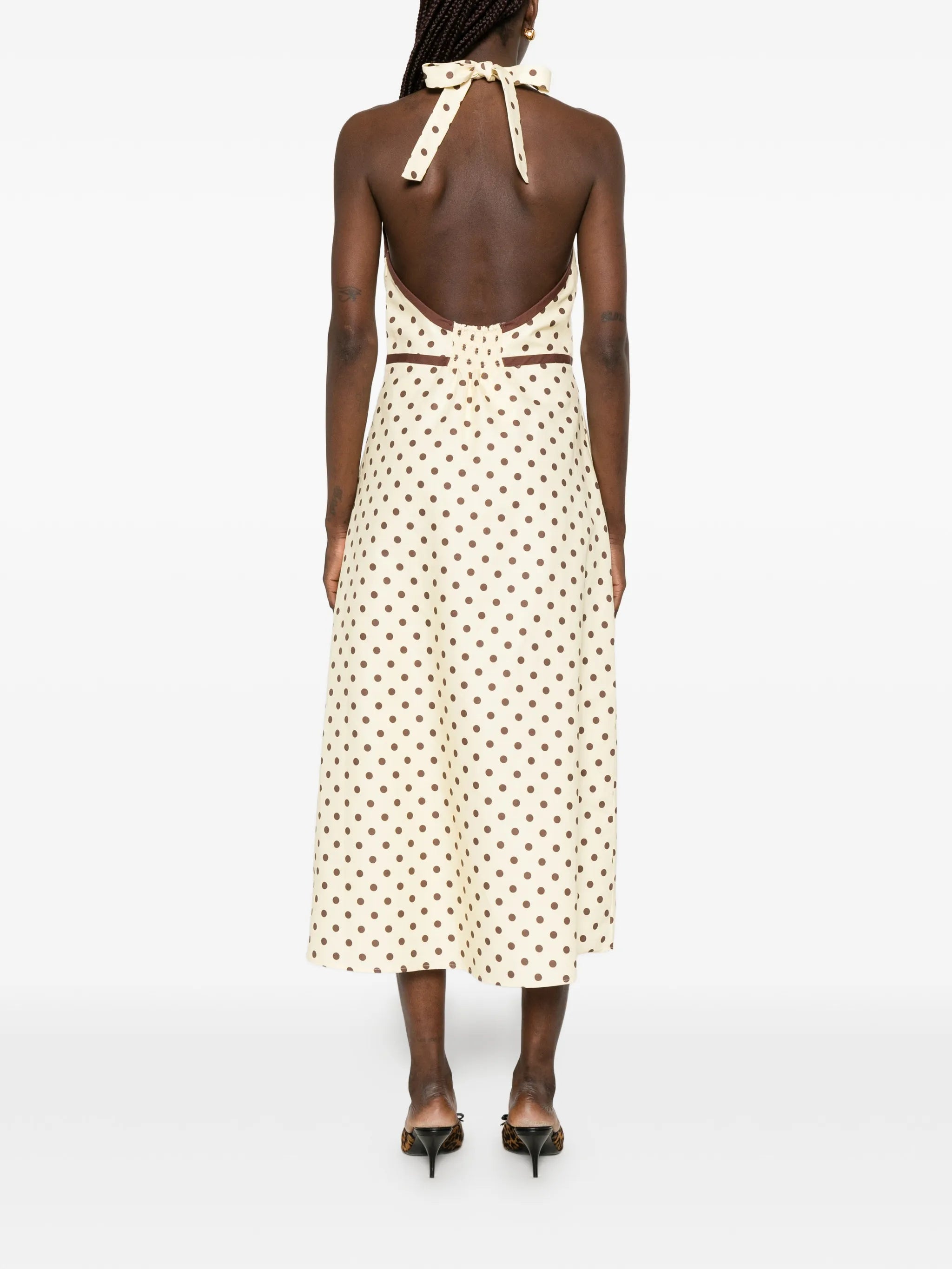 Bowie polka-dot V-neck midi dress