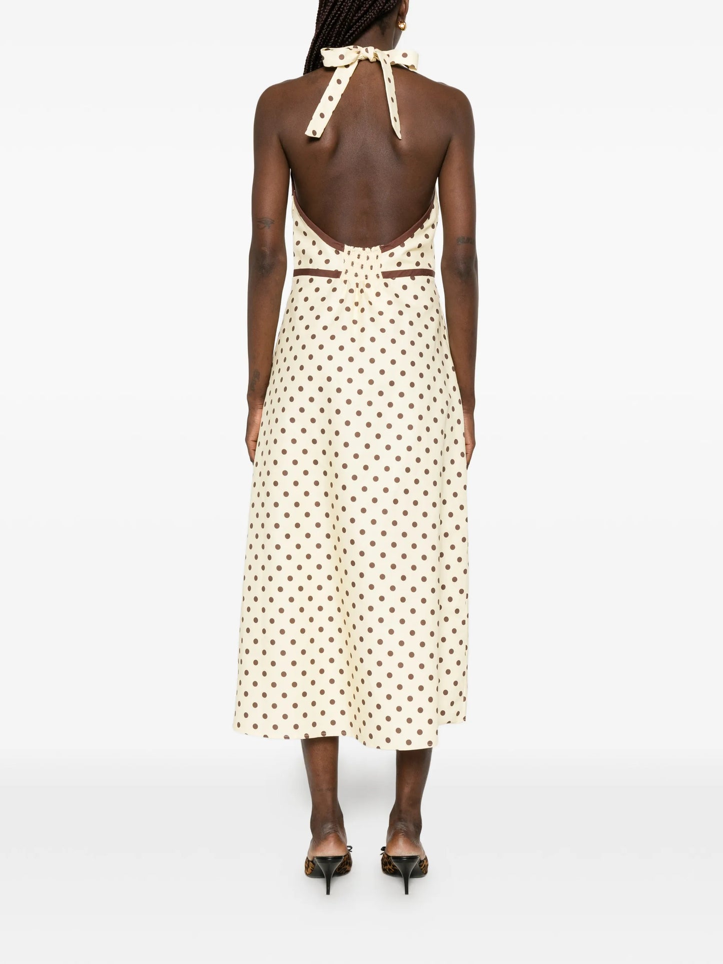 Bowie polka-dot V-neck midi dress