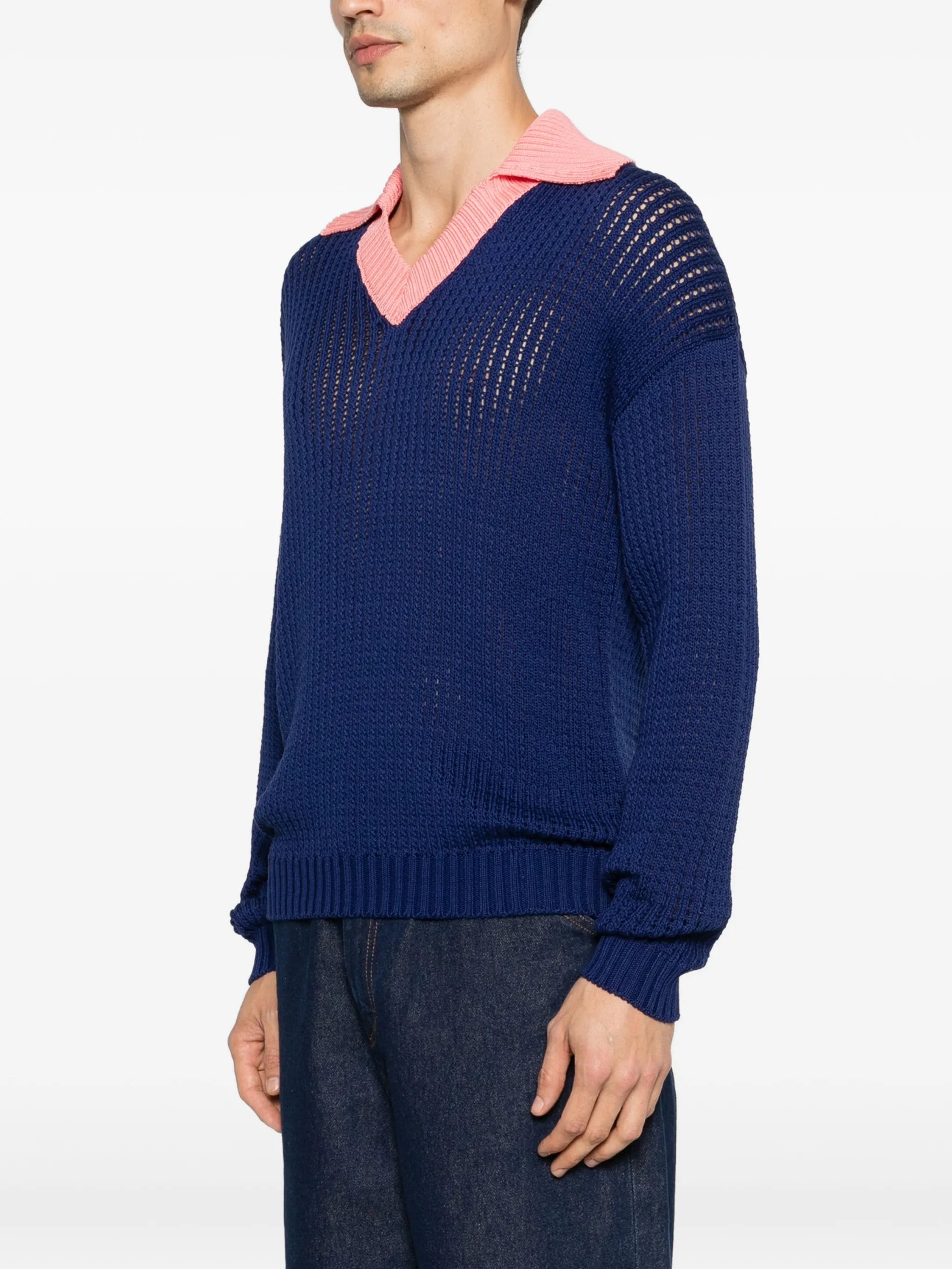 V-neck collared sweater