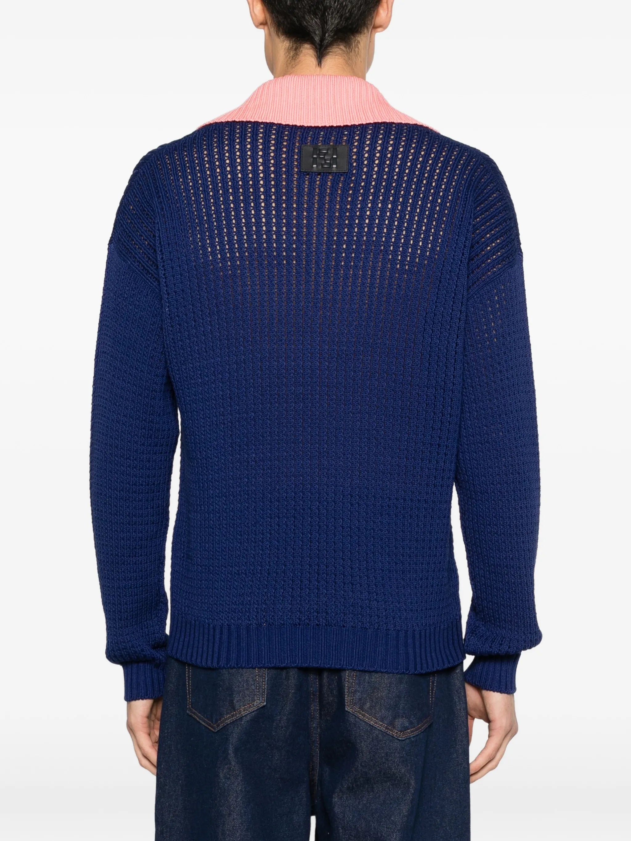 V-neck collared sweater