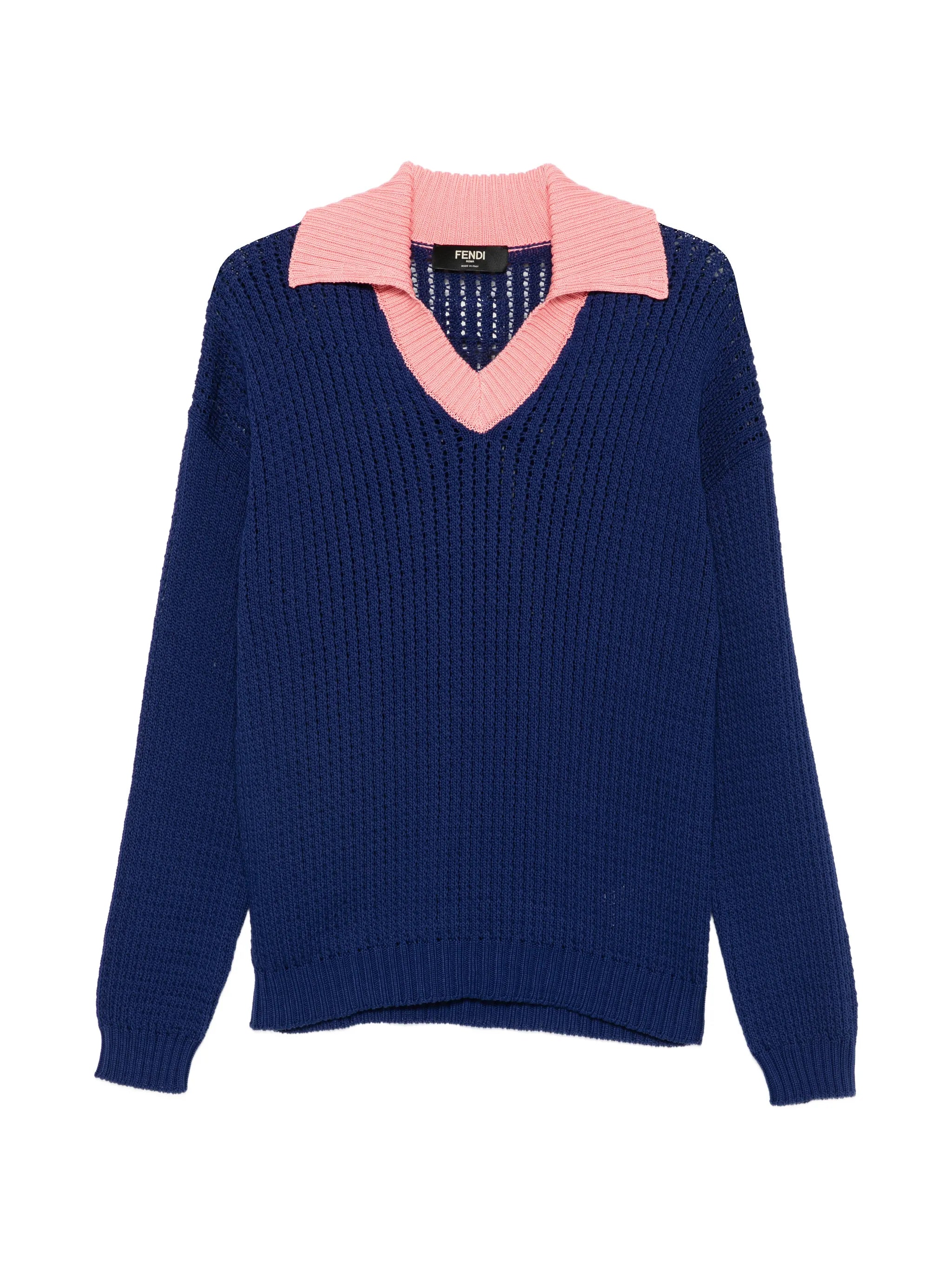 V-neck collared sweater