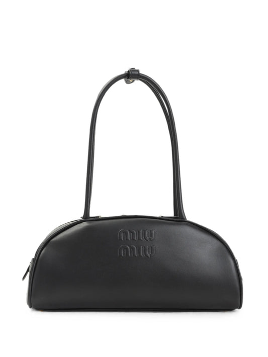 logo-embossed leather tote bag
