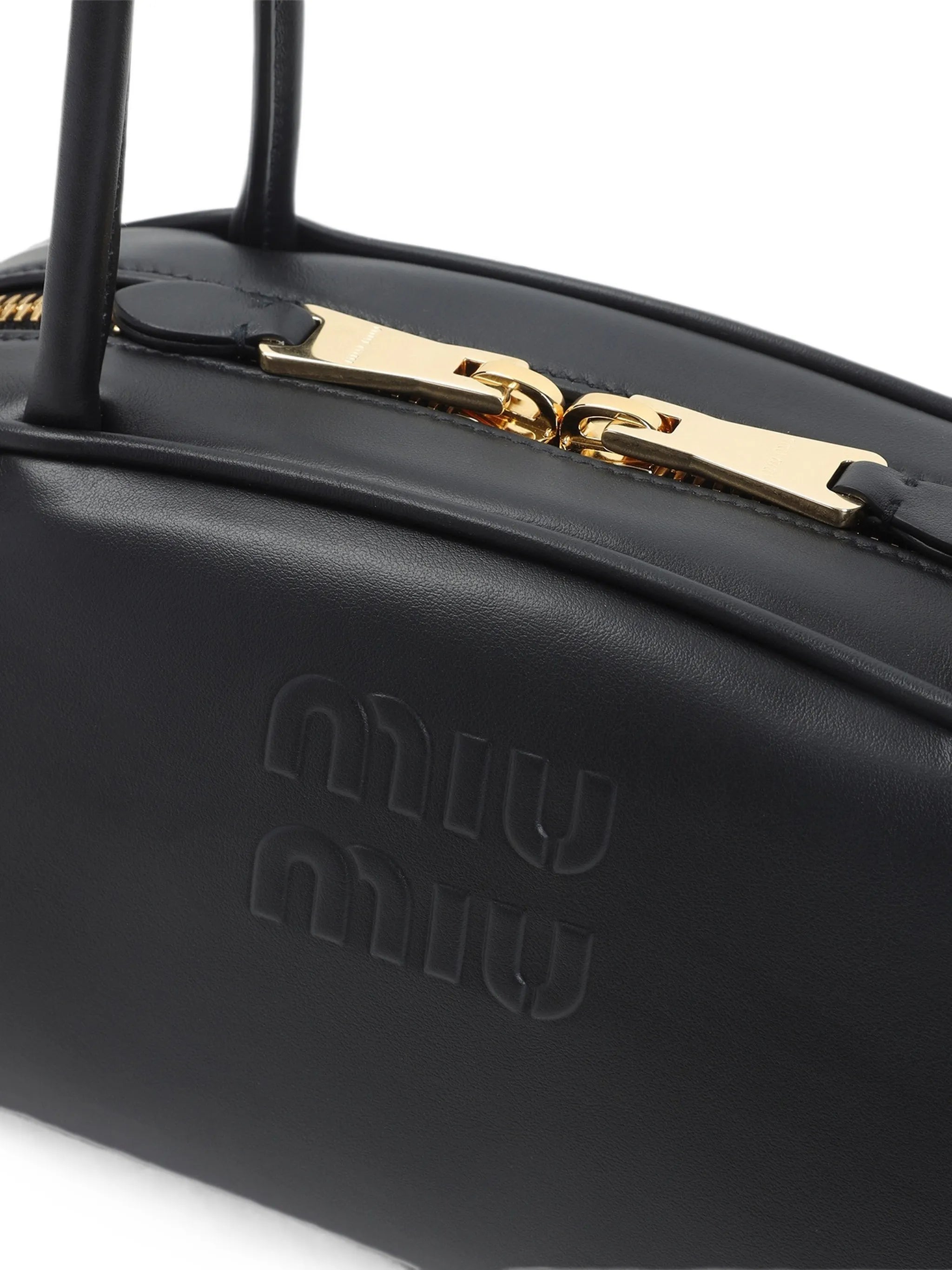 logo-embossed leather tote bag