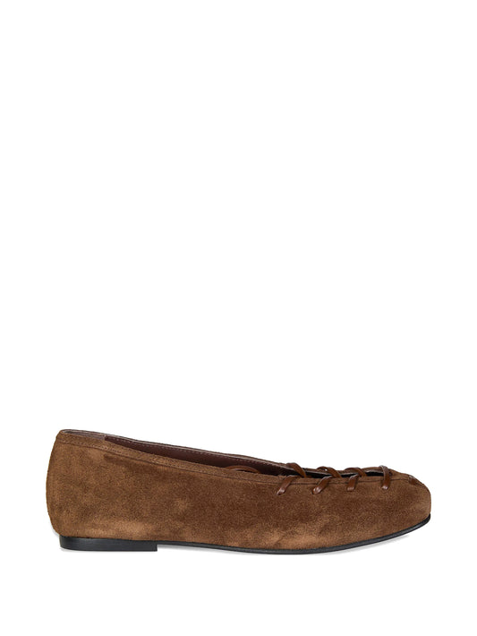 laced suede ballet flats