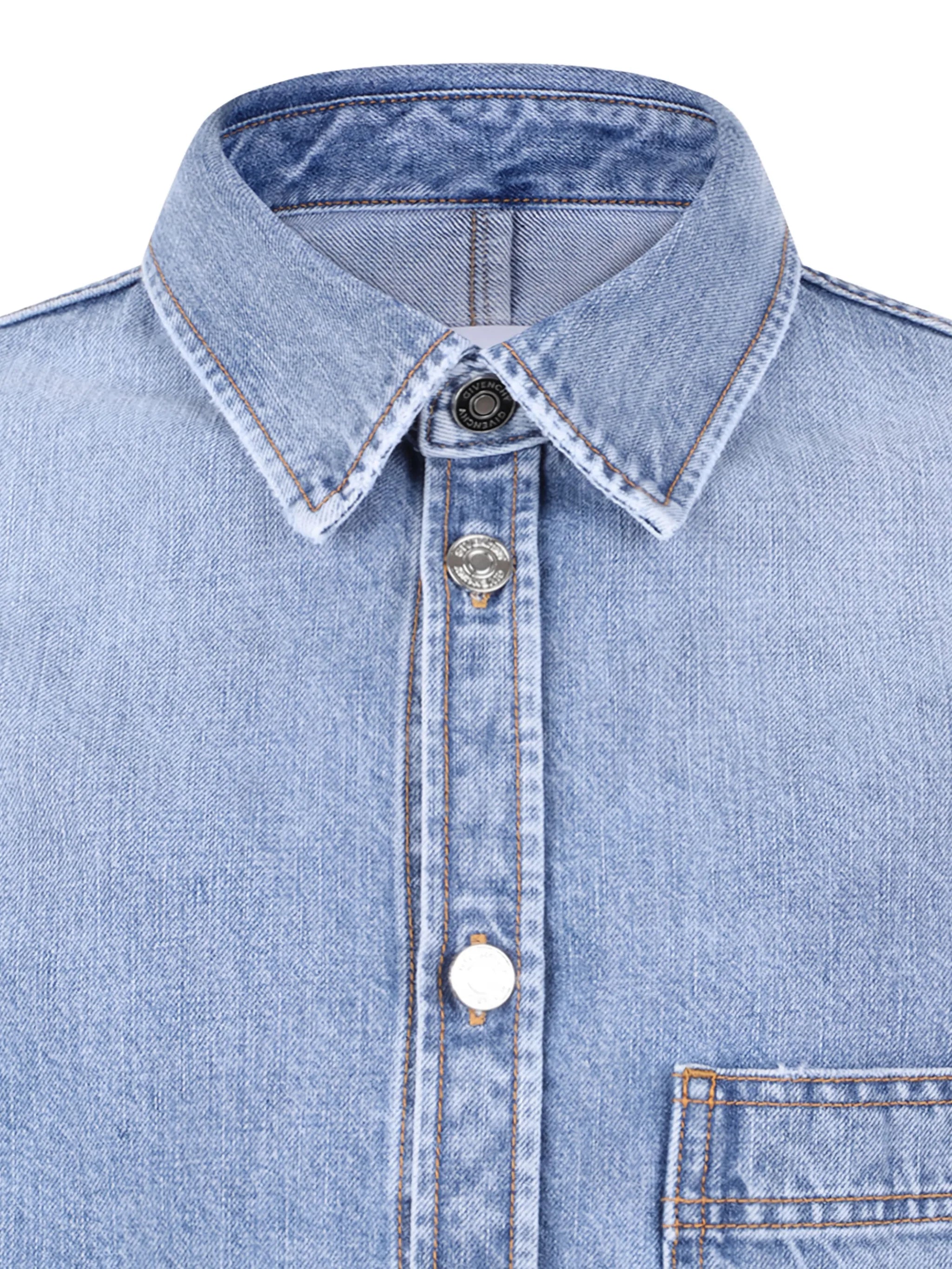 couture seam overshirt in light blue denim