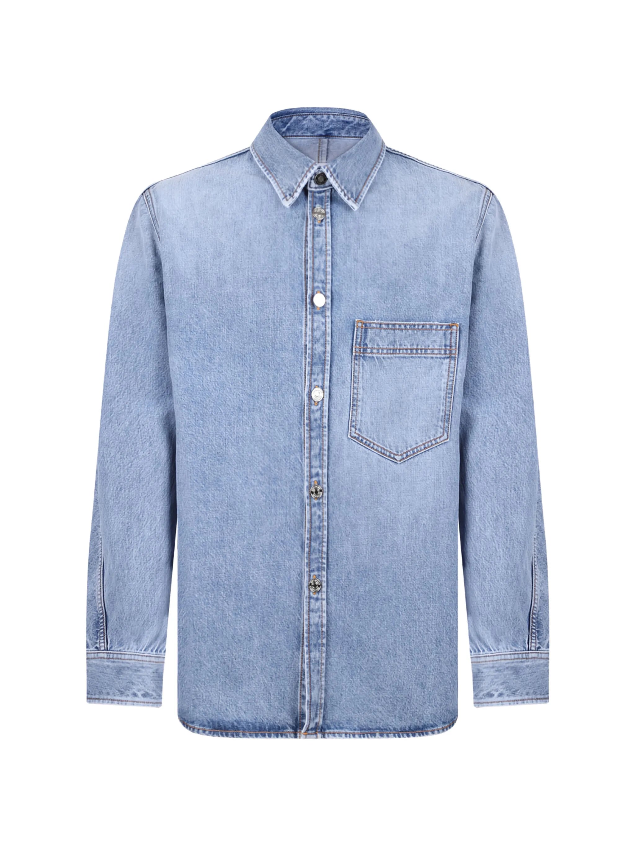 couture seam overshirt in light blue denim