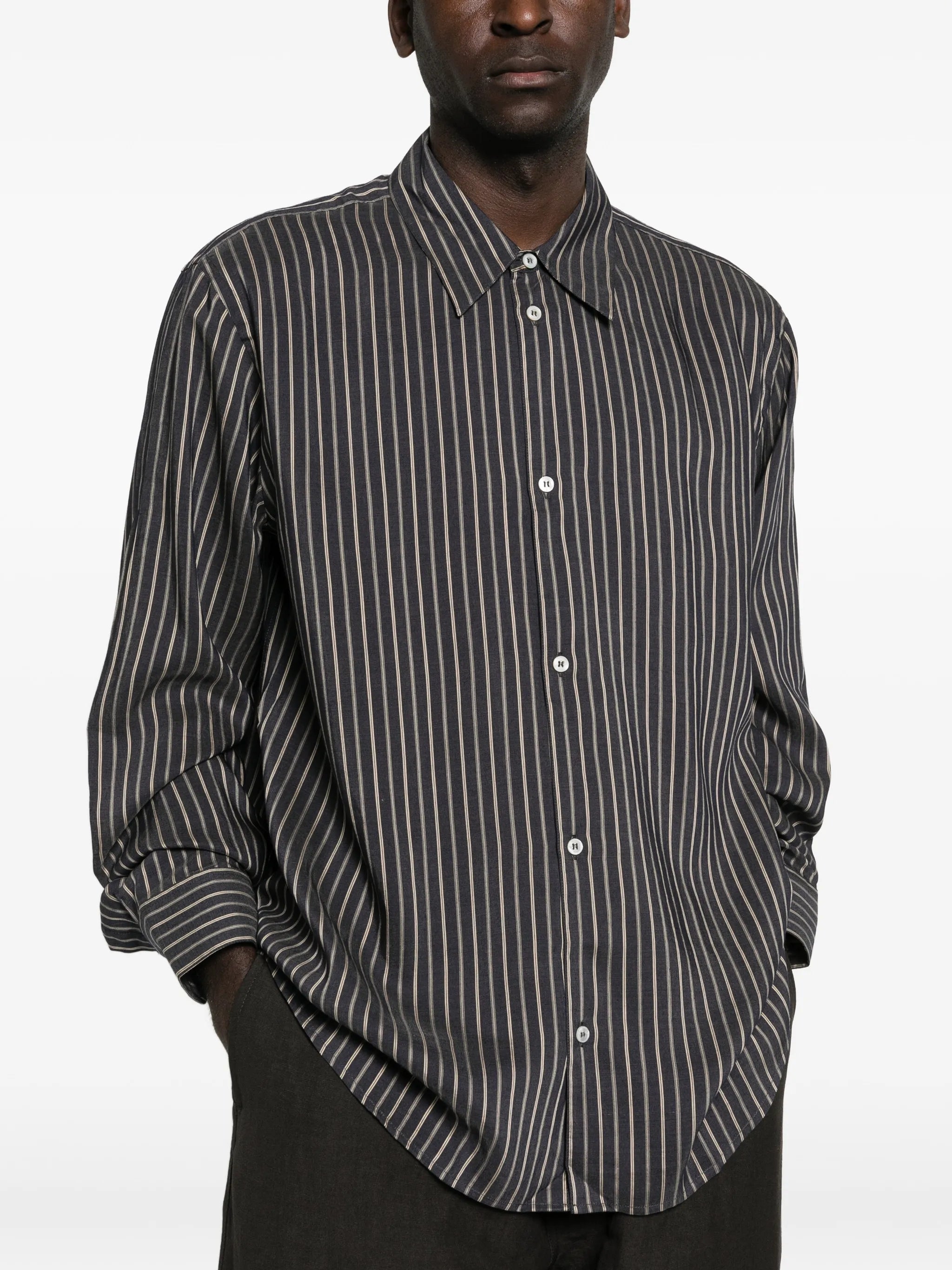 striped button shirt