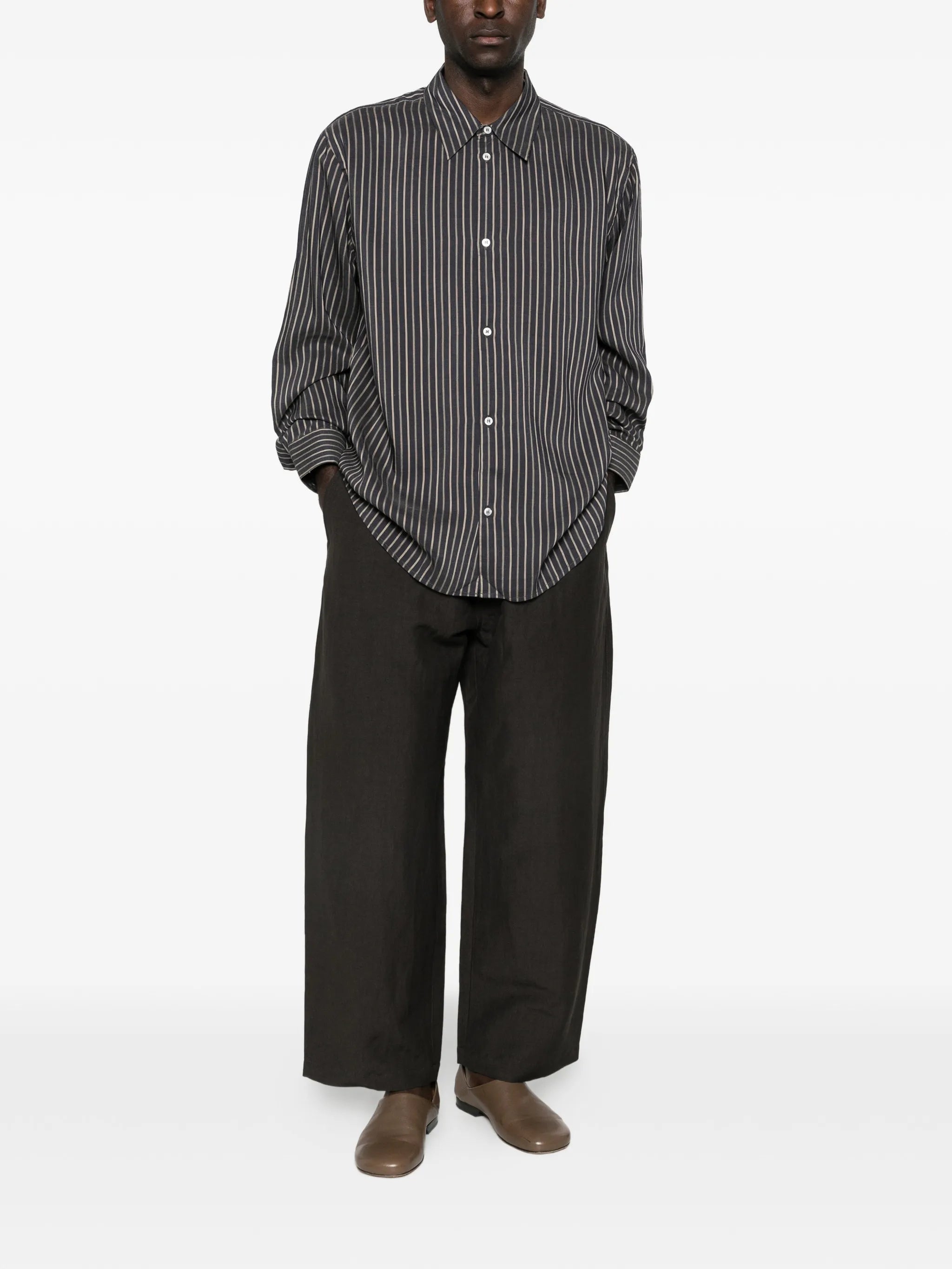 striped button shirt