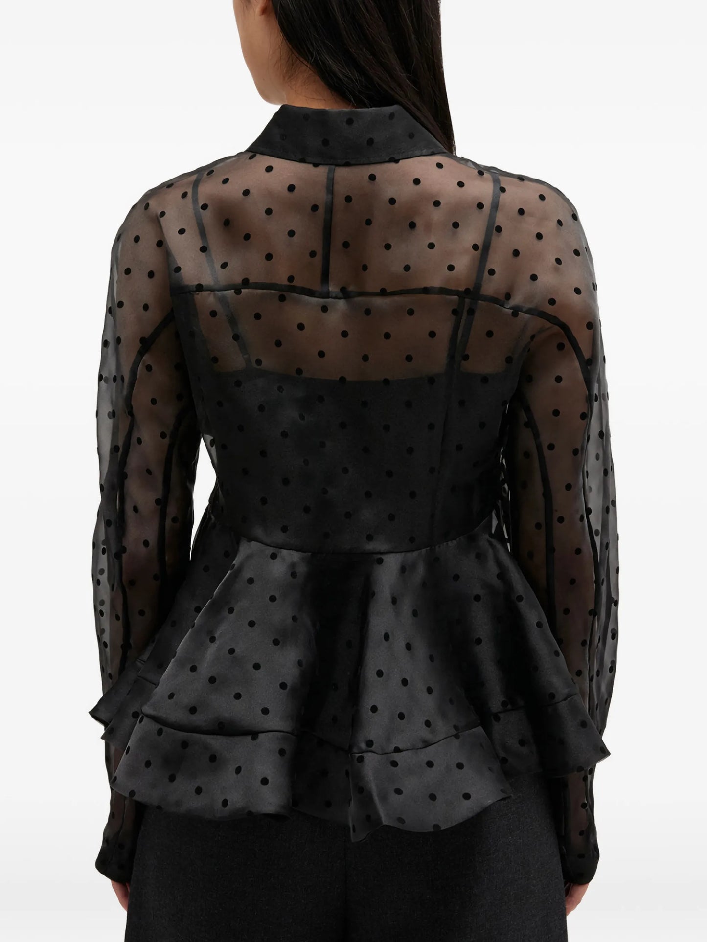 black organza peplum shirt