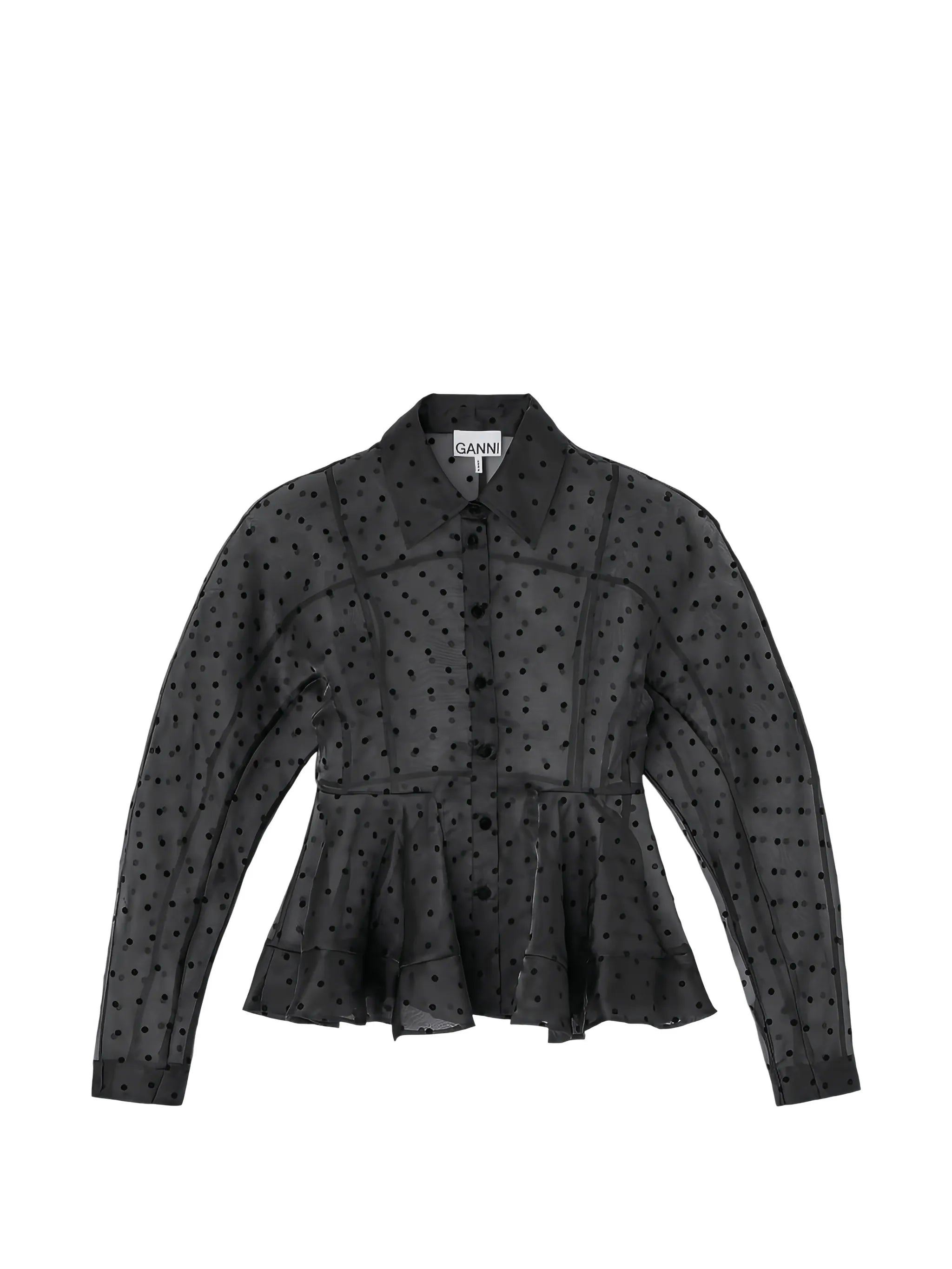black organza peplum shirt