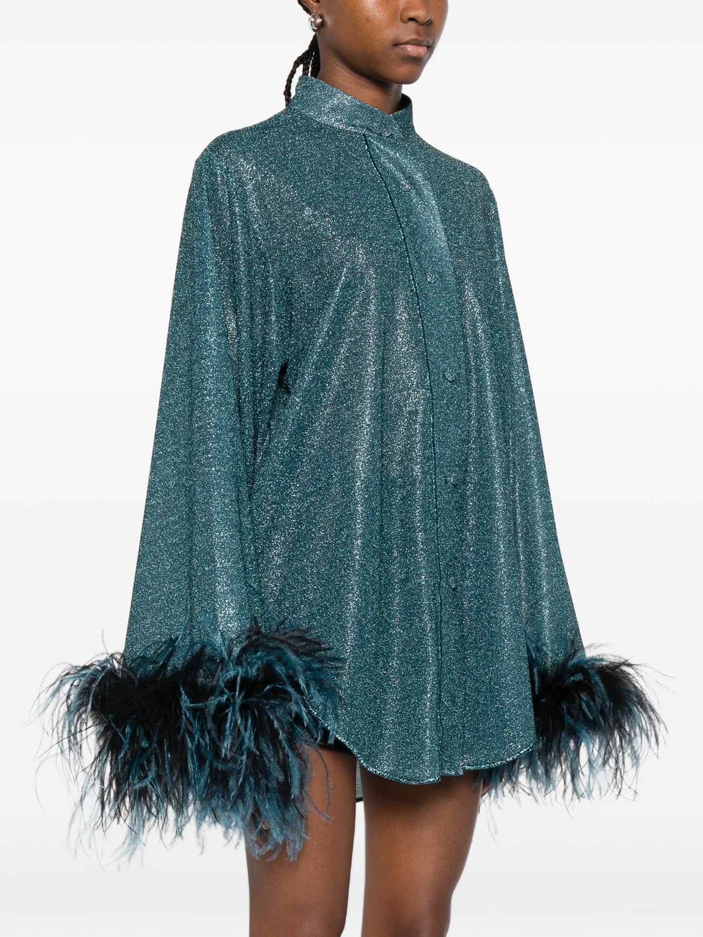 feather-trim shirt