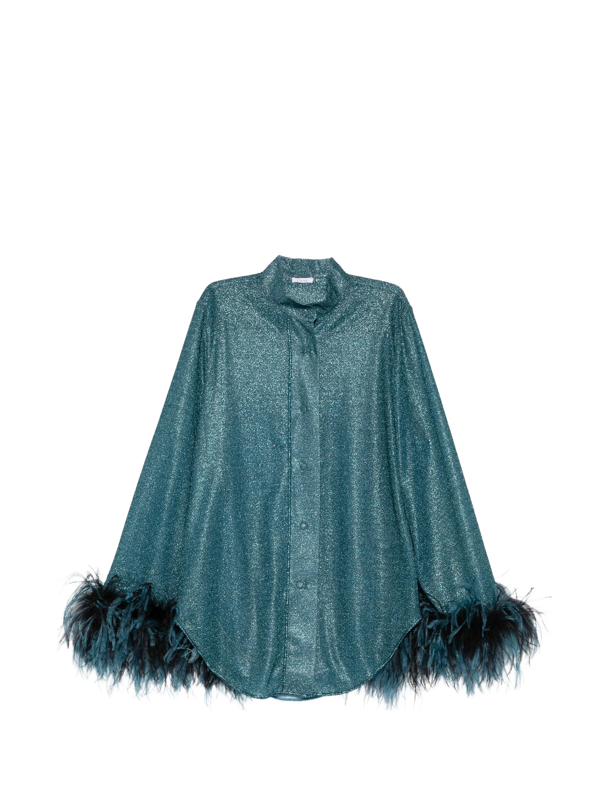 feather-trim shirt