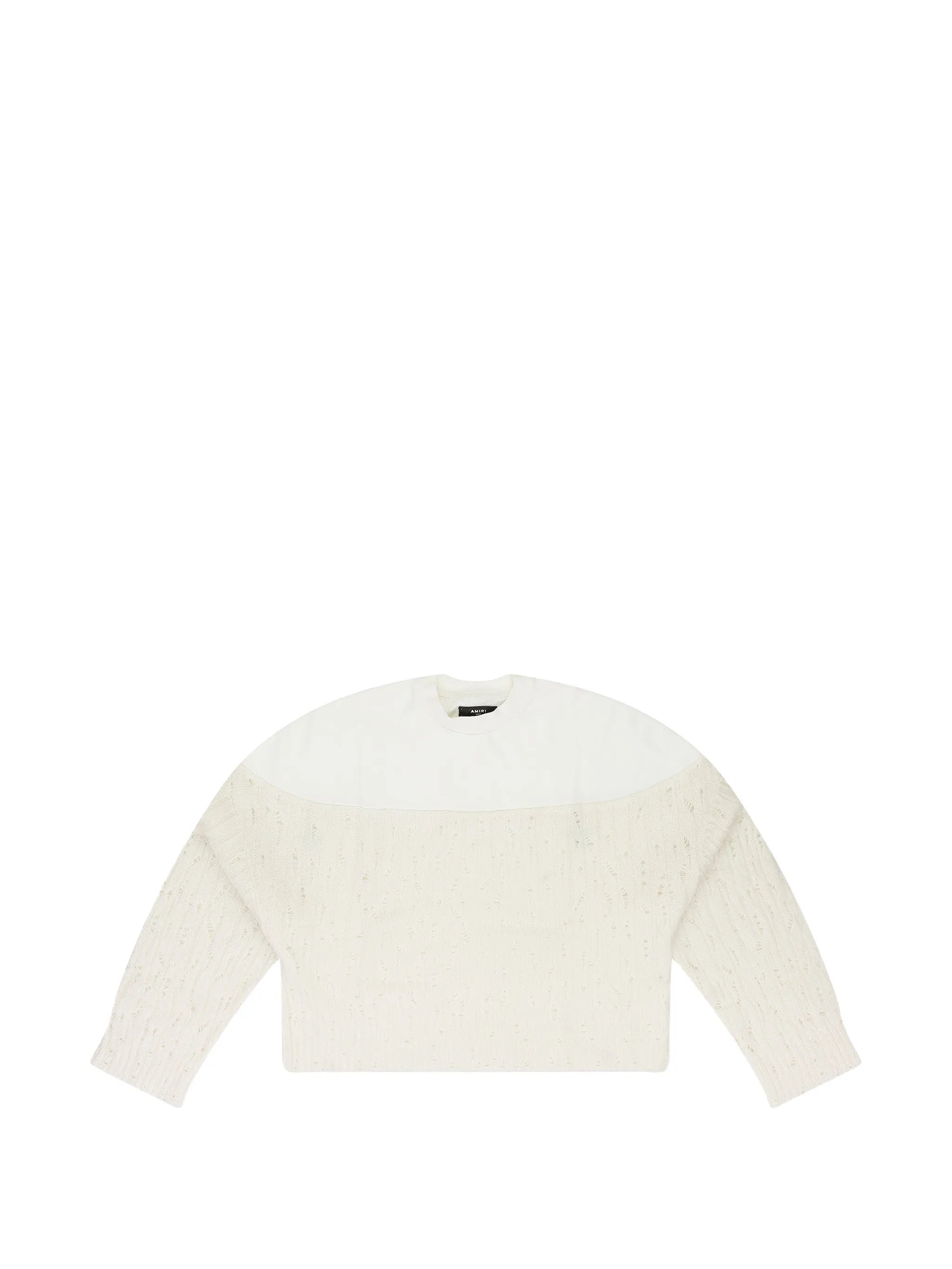 drop needle crewneck knitted top