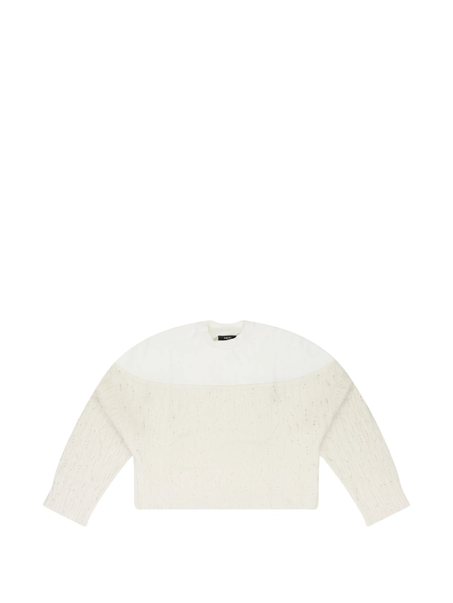 drop needle crewneck knitted top