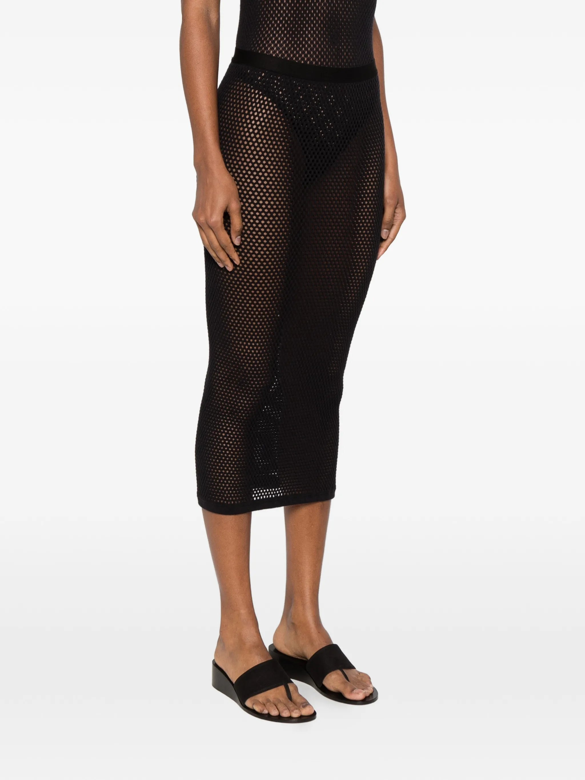 x RHW mesh midi skirt
