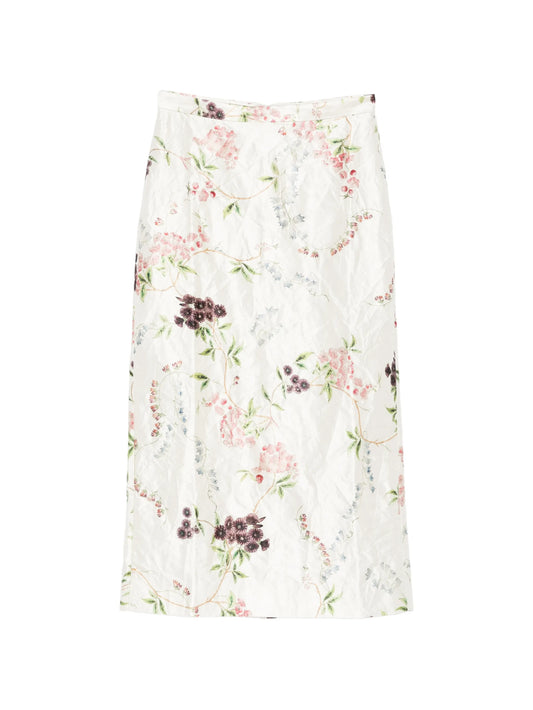 textured floral midi skirt