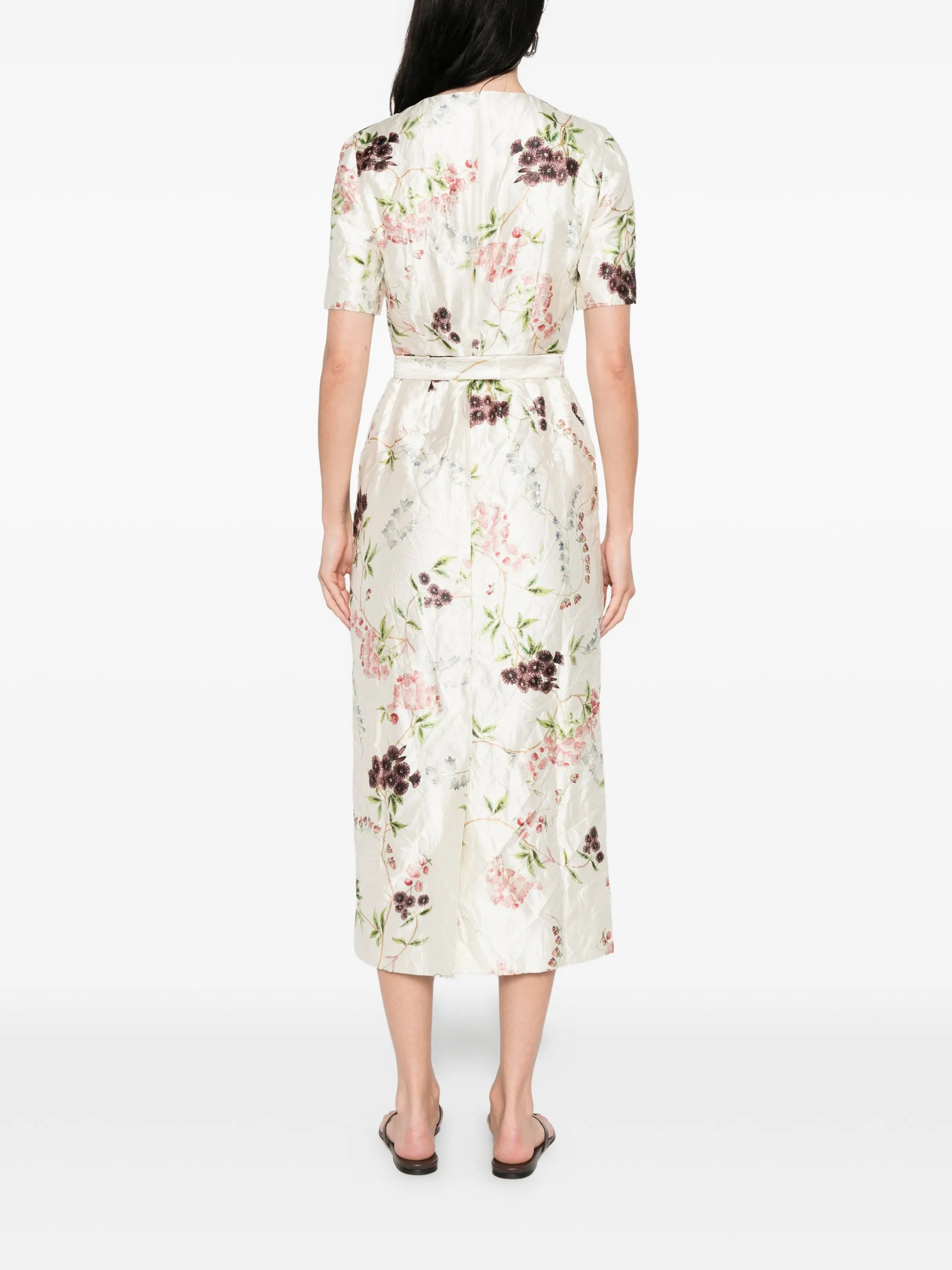 floral print textured midi dress