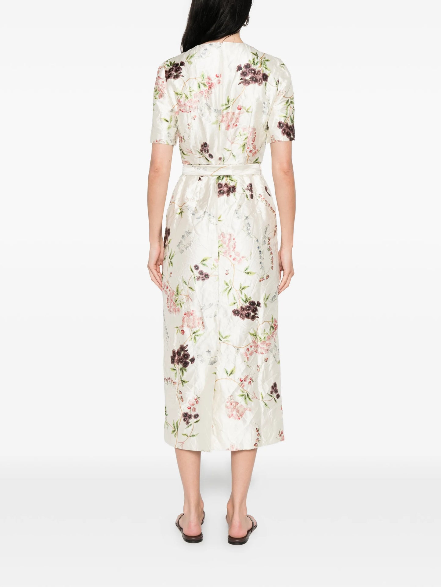 floral print textured midi dress