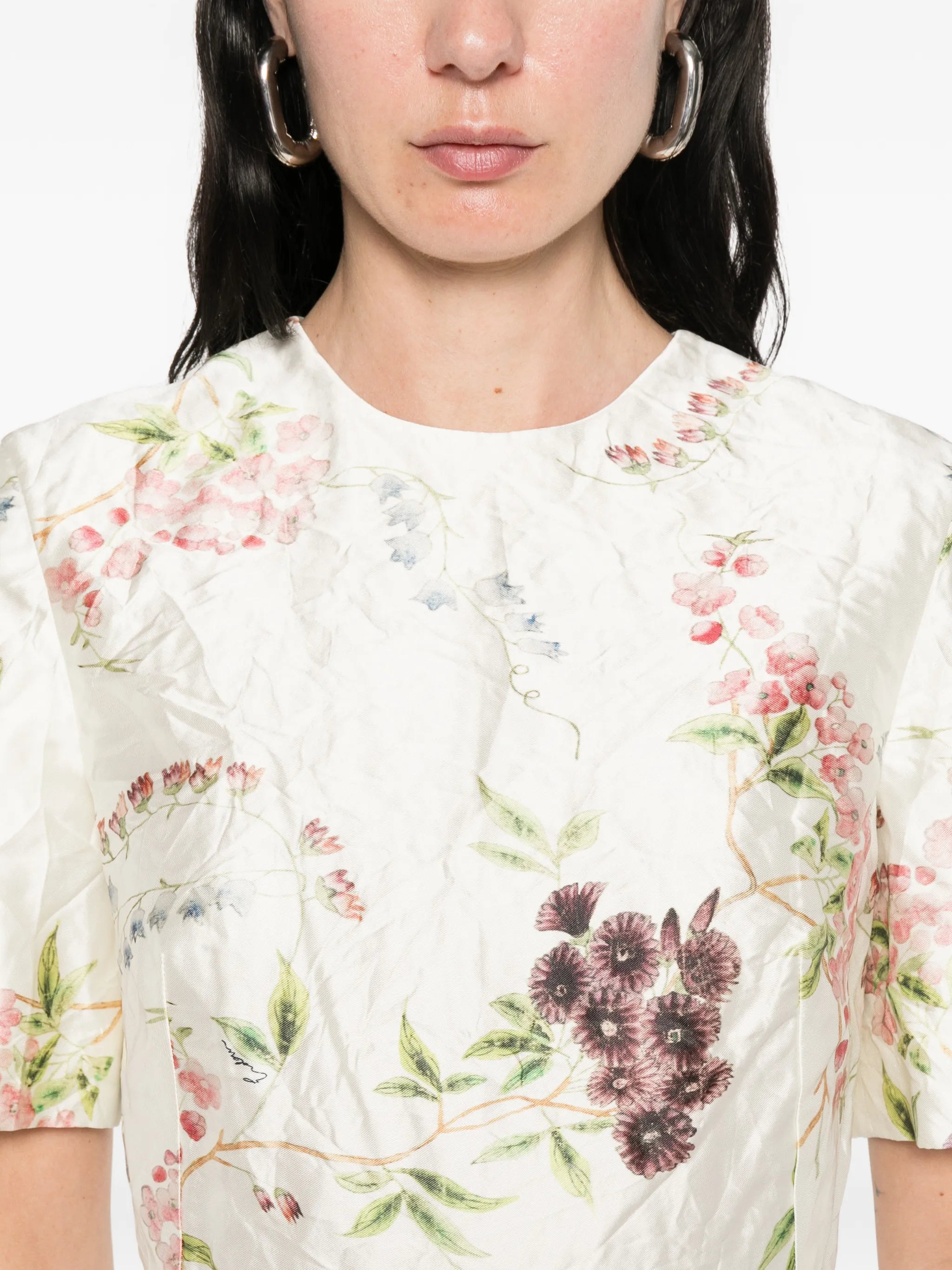 floral print textured midi dress