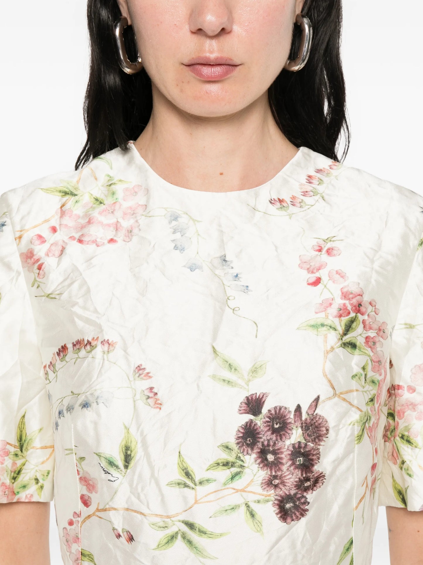 floral print textured midi dress